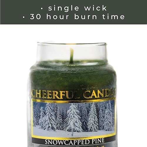 Miniatura 4 de A Cheerful Giver - Pino nevado - Tarro pequeño perfumado de 6 onzas con tapa - Vela alegre - 35 horas de tiempo de combustión, regalo de Navidad