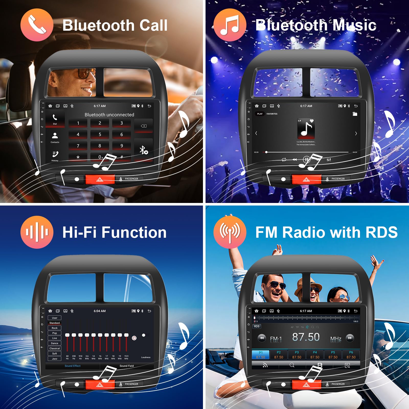 Hodozzy 2GB 64GB Radio para Citroen C4 (2007-2013)/Mitsubishi ASX (2010-2016)/Peugeot 4008 (2012) Carplay Android Auto, 10,1 Pulgadas 2 DIN Pantalla Táctil Radio Android GPS WiFi Bluetooth RDS Cámara