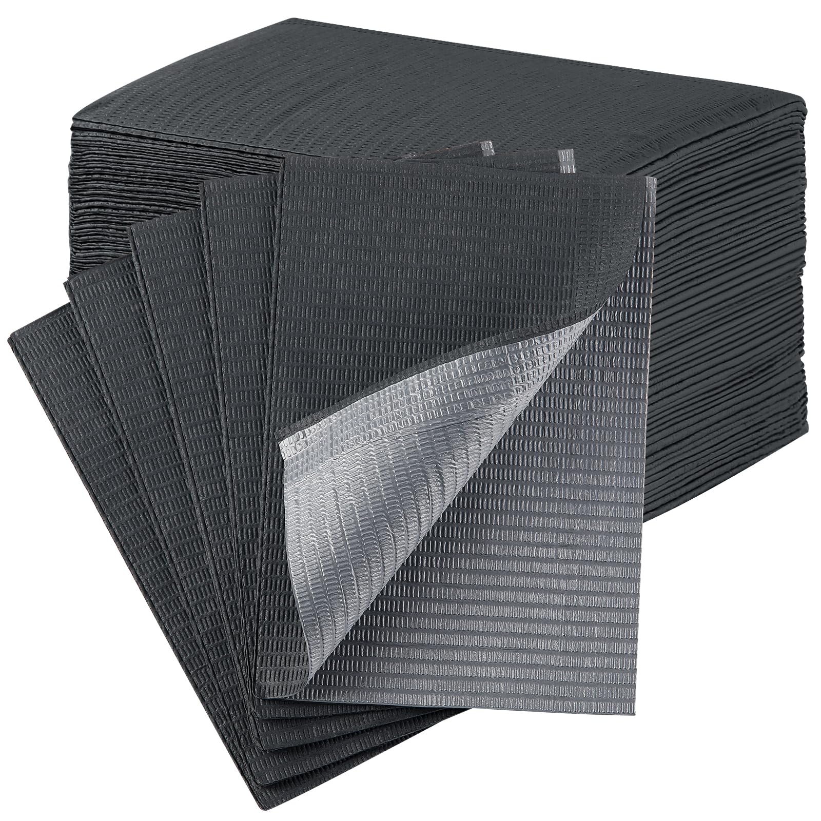 JMU Black Dental Bibs 3-Ply Disposable Dental Bibs Waterproof Tattoo Bibs for Dental Clinic Tattoo Shop Nail Salon
