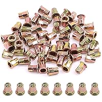 Vista 10 de Glarks Juego de 60 tuercas de remache de brida de cuerpo hexagonal M3 de acero al carbono chapadas en zinc, cabeza plana roscada, tuerca