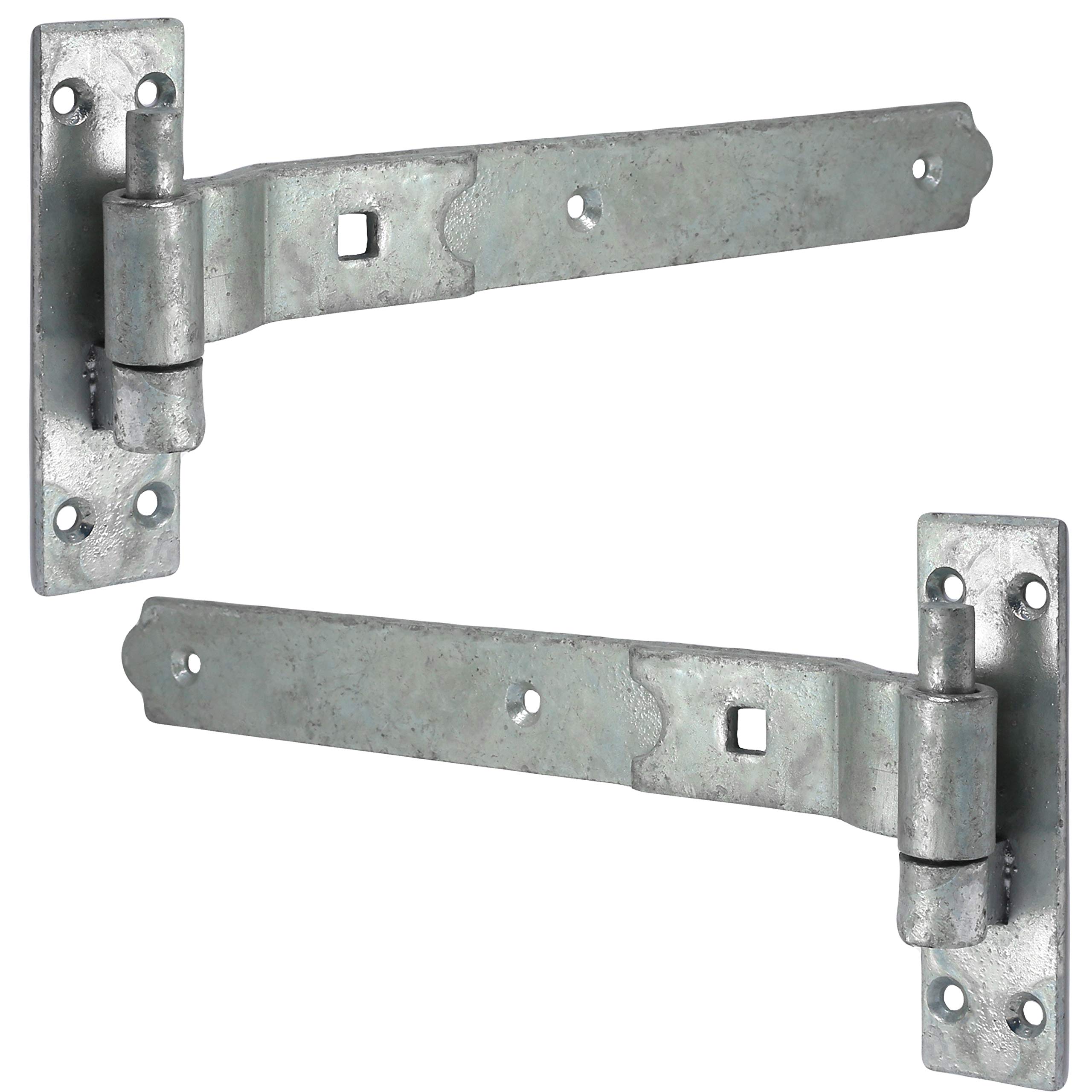 1 Pair of Galvanised Cranked Hook & Band Hinges- 12" Heavy Duty Offset Gate Hinges, Gray