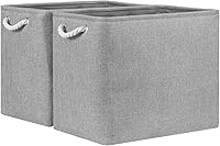 Vista 54 de Bidtakay Cestas de almacenamiento de tela con asas [paquete de 2] organizador de lona grande de 16 x 11.8 x 11.8 pulgadas, canastas altas plegables