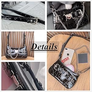 バッグ y2k grunge leather punk hand bag 00s Amazon.com: Y2k Purse Black Punk Shoulder Bag with Silver