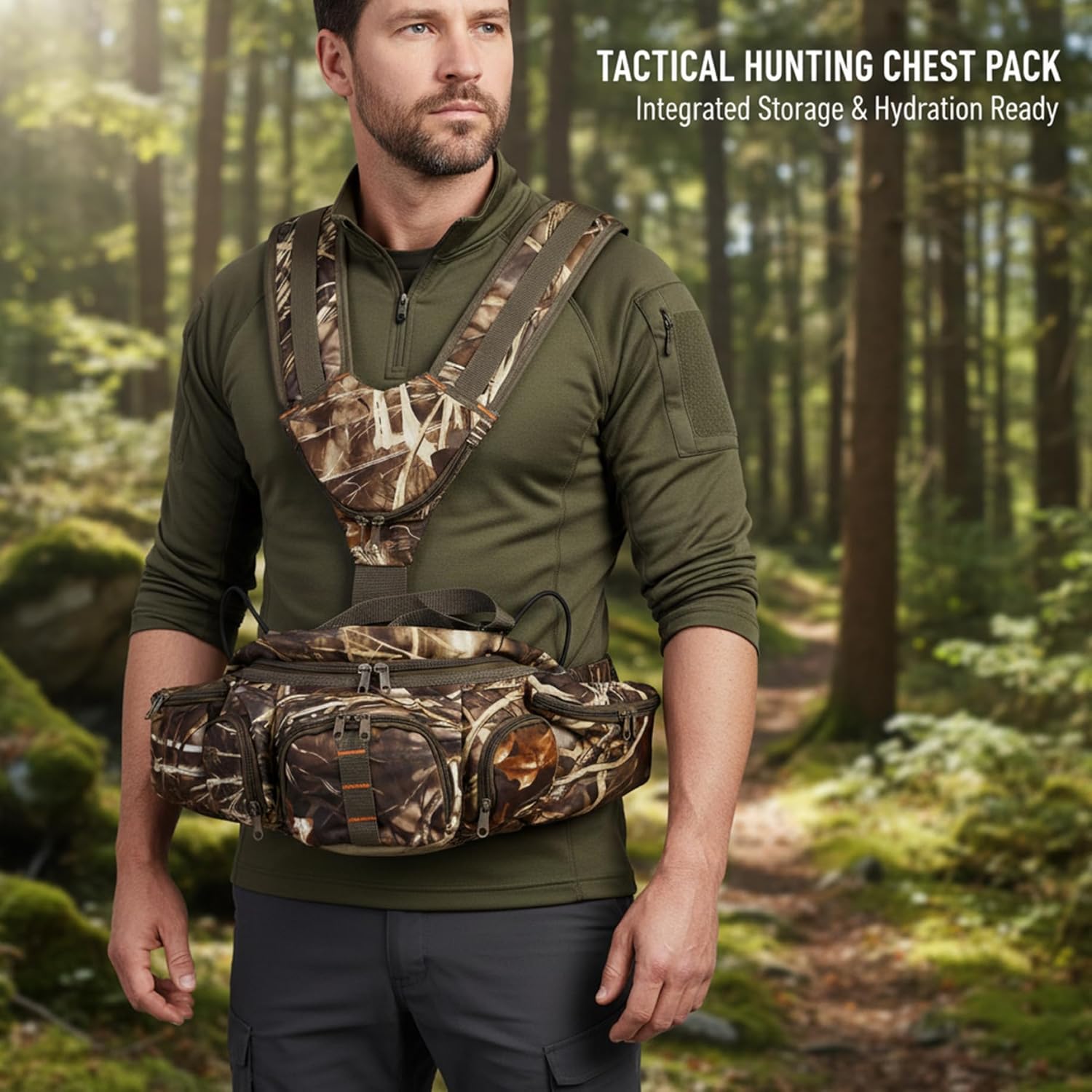 Hunting Fanny Pack for Men Removable Shoulder Strap Hunting Waist Pack with Multiple Pockets Hunter Backpack for Outdoor Activities Fanny, Camo, Waist, Huntin