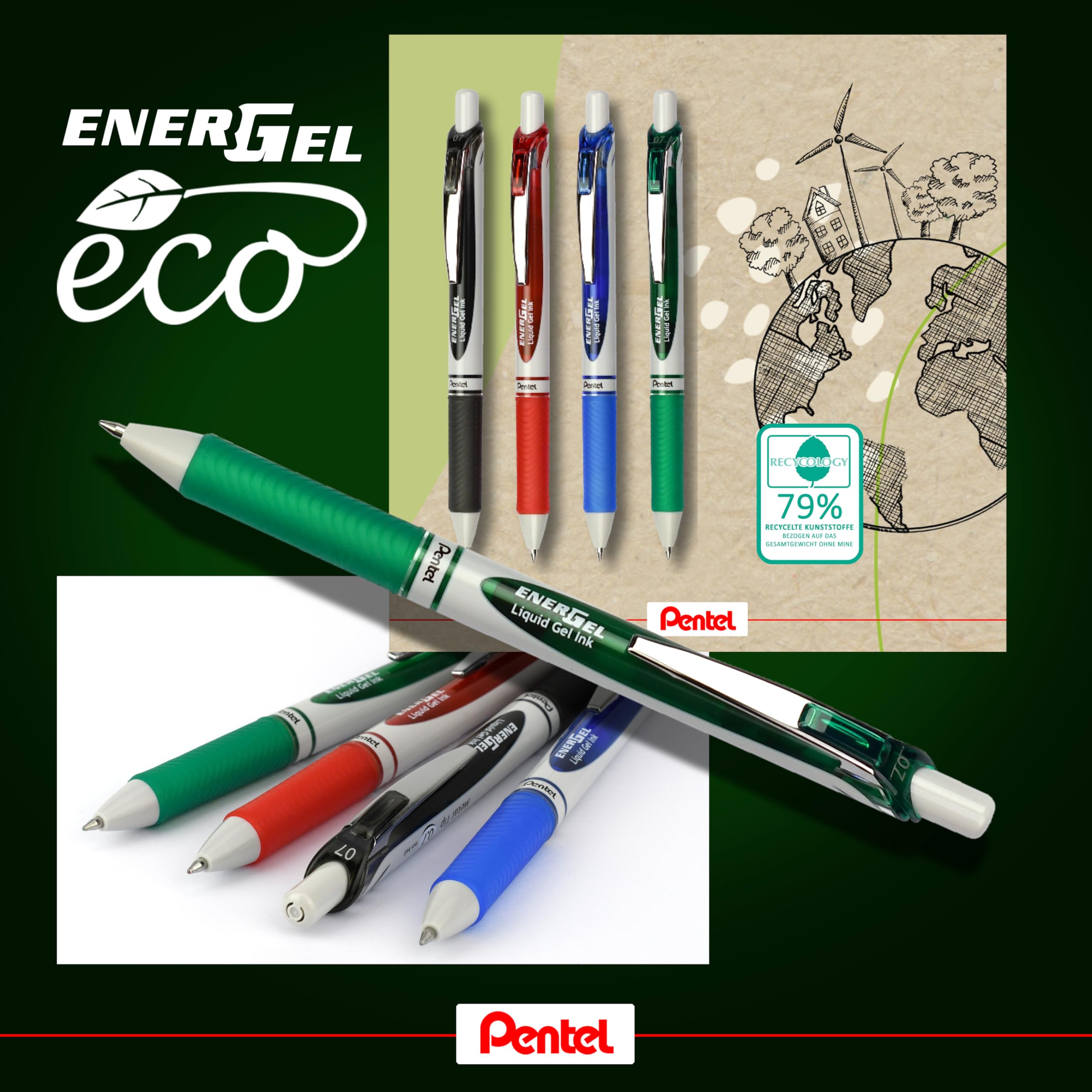 Pentel Energel Slim - Penna Roller - Rosa