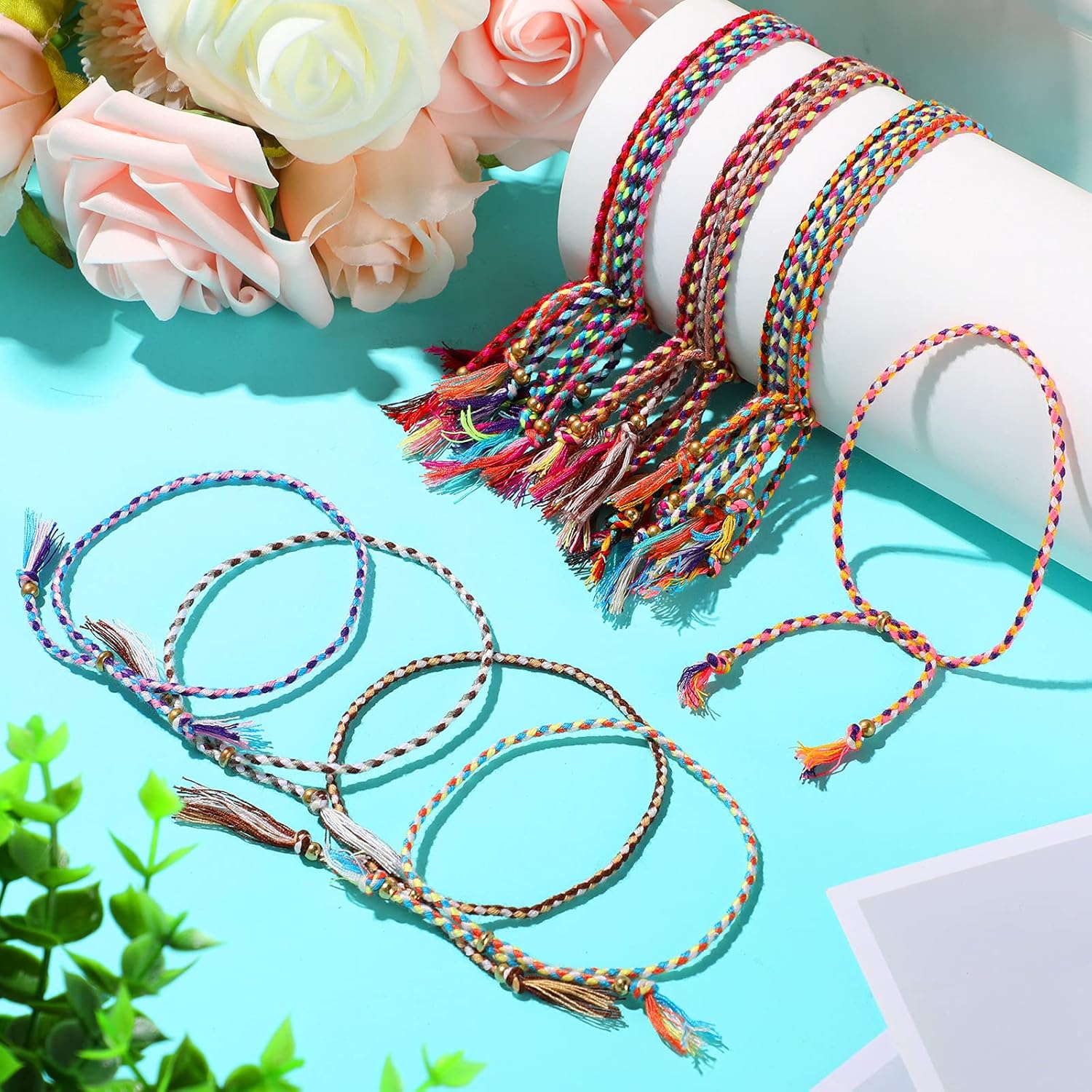 Hicarer 20 Pieces Nepal Woven Friendship Bracelets bulk Adjustable Handmade Ethnic Boho Colorful Braided Bracelets for Adults - Image 7