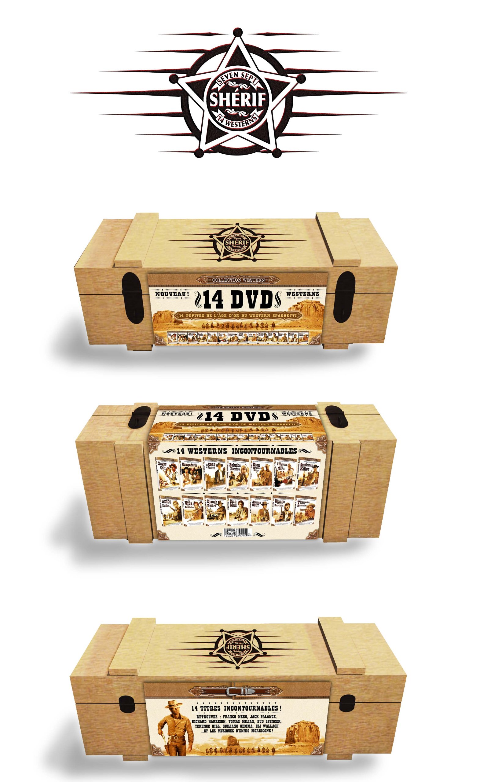 Coffret bois western - 14 dvd