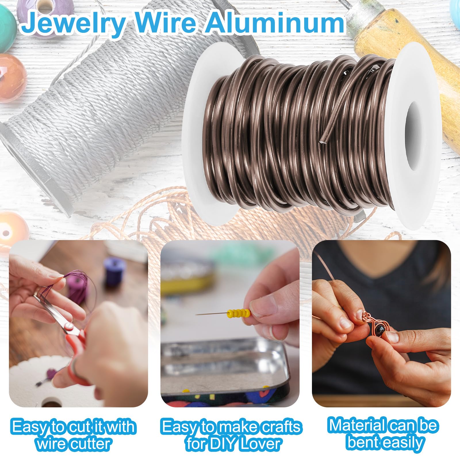 PATIKIL 10 Gauge 2.5mm Aluminum Craft Wire, 32.8Ft Metal Wire Armature Bendable Wire for Jewelry Making Metal Wrap DIY Brown - Image 3