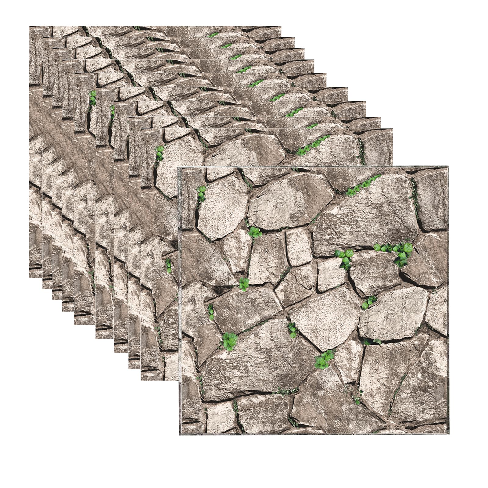 3D Wall Panels Self Adhesive, 3D Wall Panels Peel and Stick,Stone Effect Wall Stickers for Home, Office, Kitchen, Bathroom, Bedroom, Living Room, Dining Room (11.8 * 11.8 inch*10pcs)