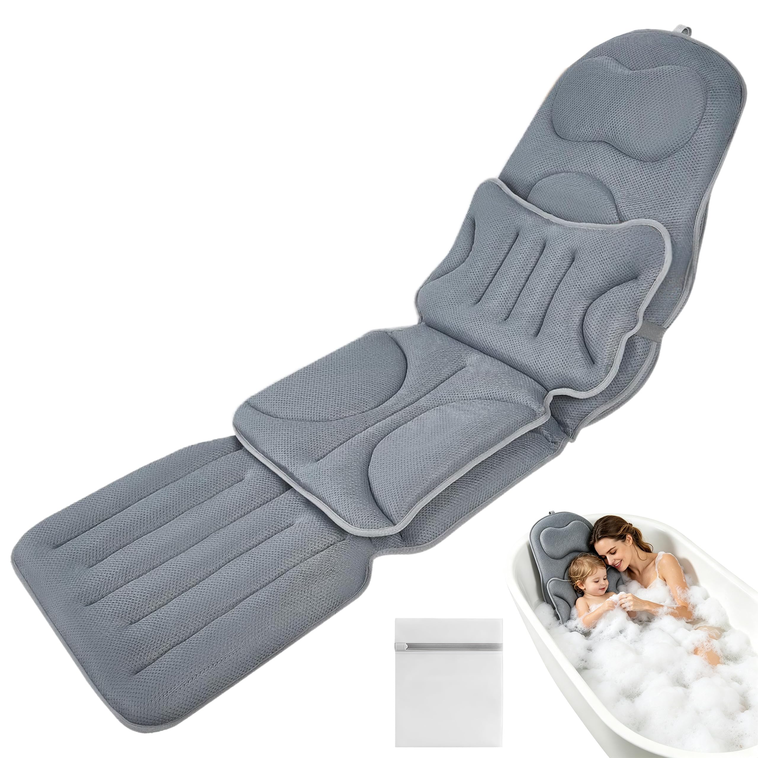 Badewannenmatte Ganzkörper 2-in-1 mit Abnehmbarem Kissen