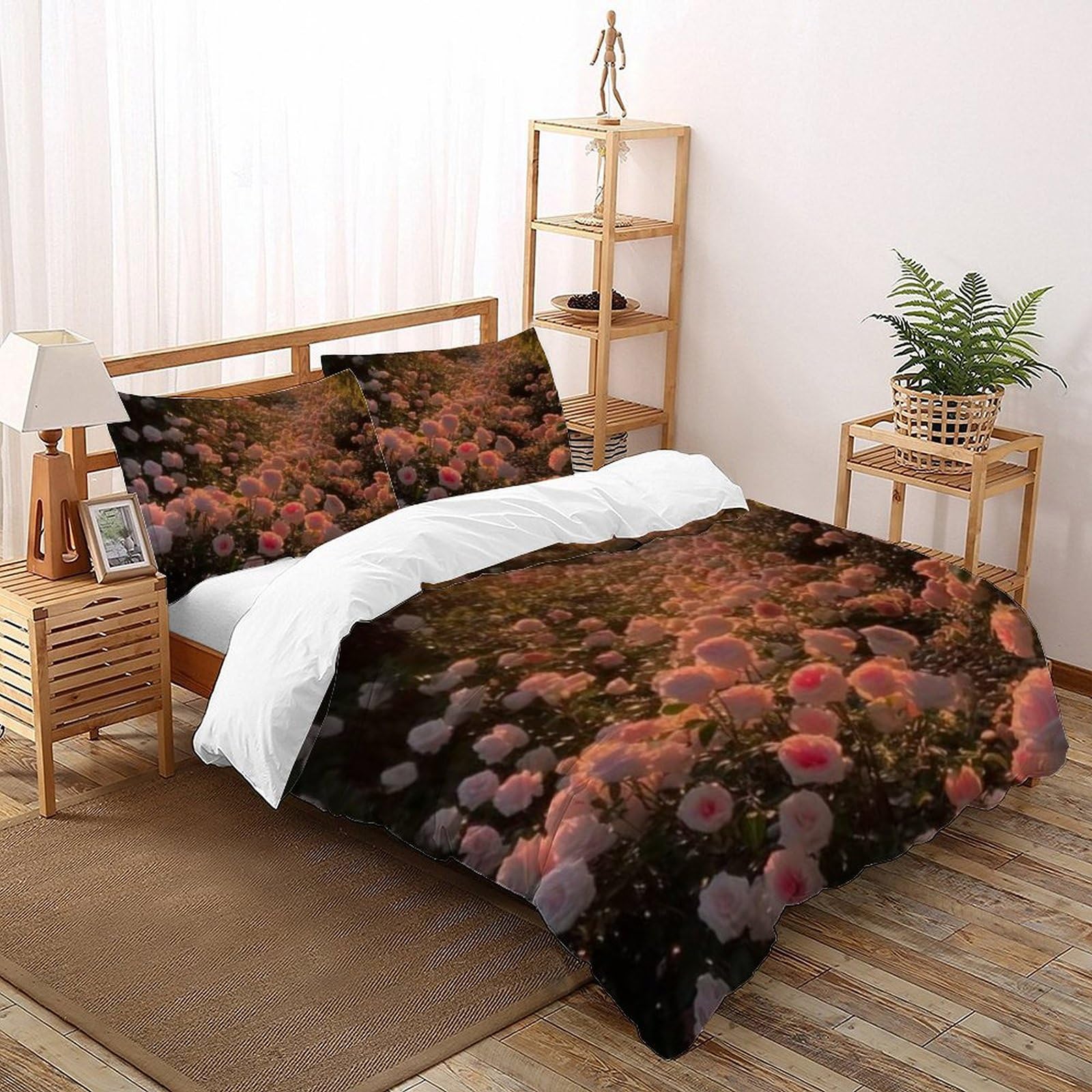 Housse de couette super king 260x220 microfibre infroissable fleurs