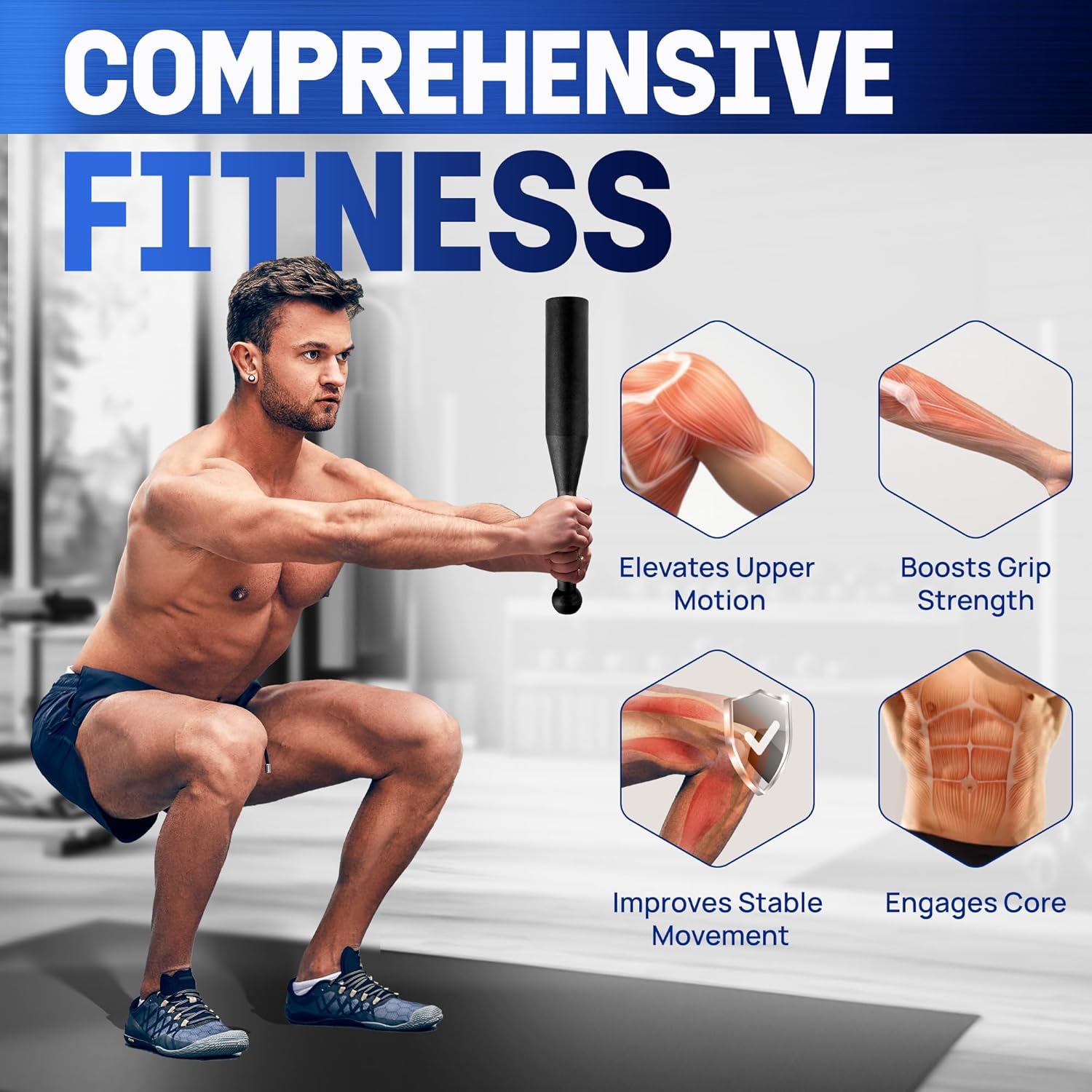 Yes4All Indian Clubs, Durable Steel Club for Training & Rotational Strength, Weighted Club for Grip, Forearm & Functional Exercise, Fitness Clubs Available in 5, 10, 15 LB & Combo Sets