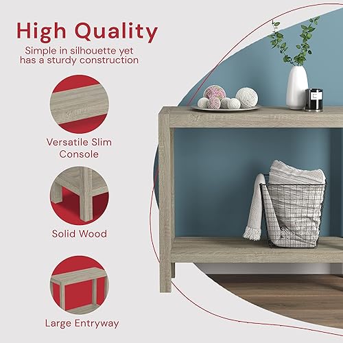Miniatura 5 de Safdie & Co - Mesa de entrada de granja color gris pardo oscuro, mesas de consola para entrada, uso como mesa de entrada, escritorio de pasillo o
