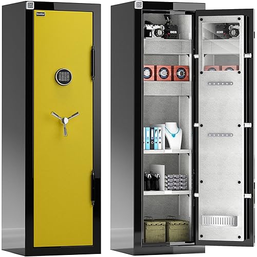 Fireproof Safe with Digital Lock – Heavy-Duty 8.12 cu.ft Large Safe Box for Home, Office & Business | Secure, Durable & Stylish Design | Waterproof & Burglar-Proof (BEE5517-BLACK-YELLOW)