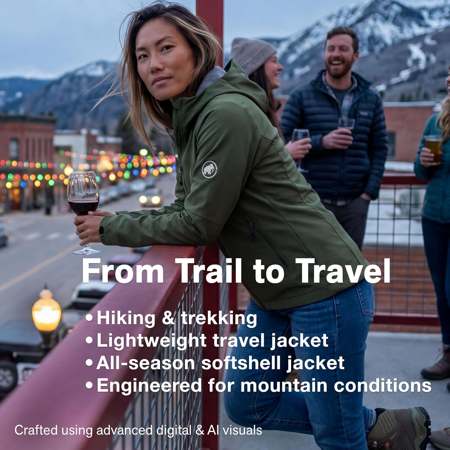 Mammut Womens Outdoor Softshell Hooded Jacket, Windproof and Water Resistant for Hiking and Traveling