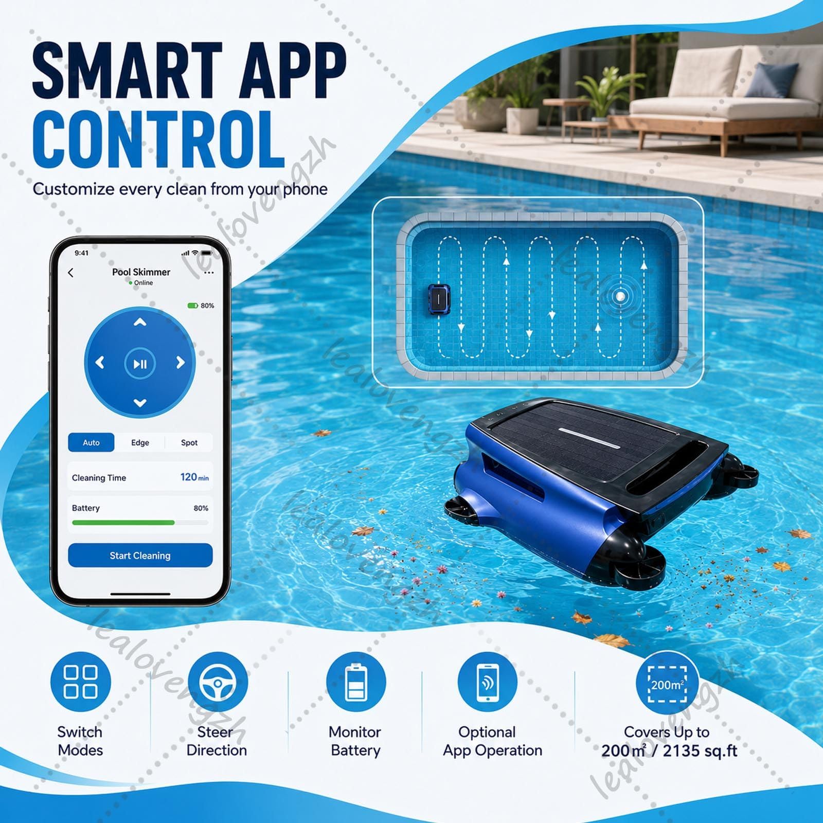 Robot Limpiapiscinas Solar, Skimmer Solar Piscinas con Control App, Limpiador AutomáTico Superficie,BateríA 20h, Cobertura 200m², Sin Cables, Verano 2026 Pro,200m²,Cesta 3.8l Grey