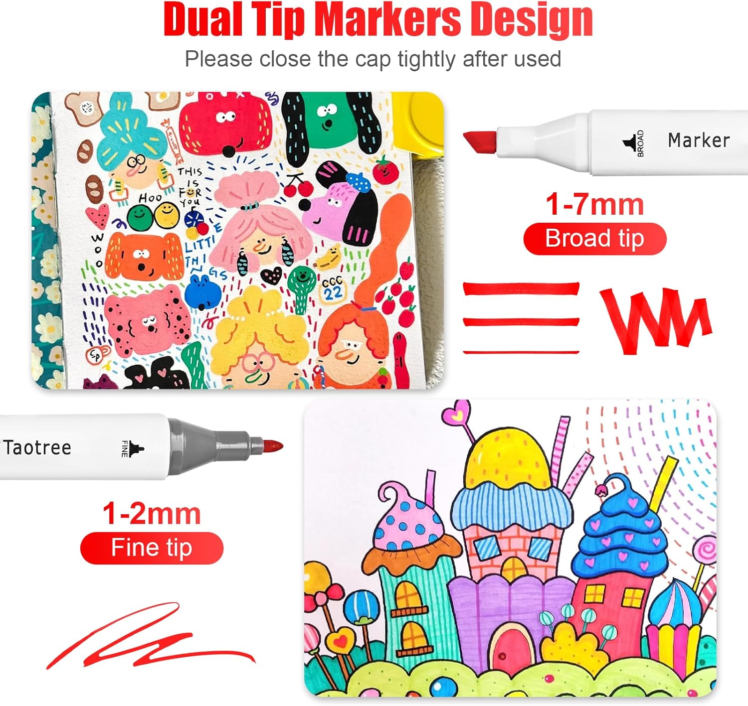 Taotree Alcohol Markers Set 120 Colors with Case & Holders, Dual Tips Art Coloring Markers Pens, Chisel & Fine Sketch Pens Art Supplies for Artist Adult Coloring Books Drawing, Painting, Sketching