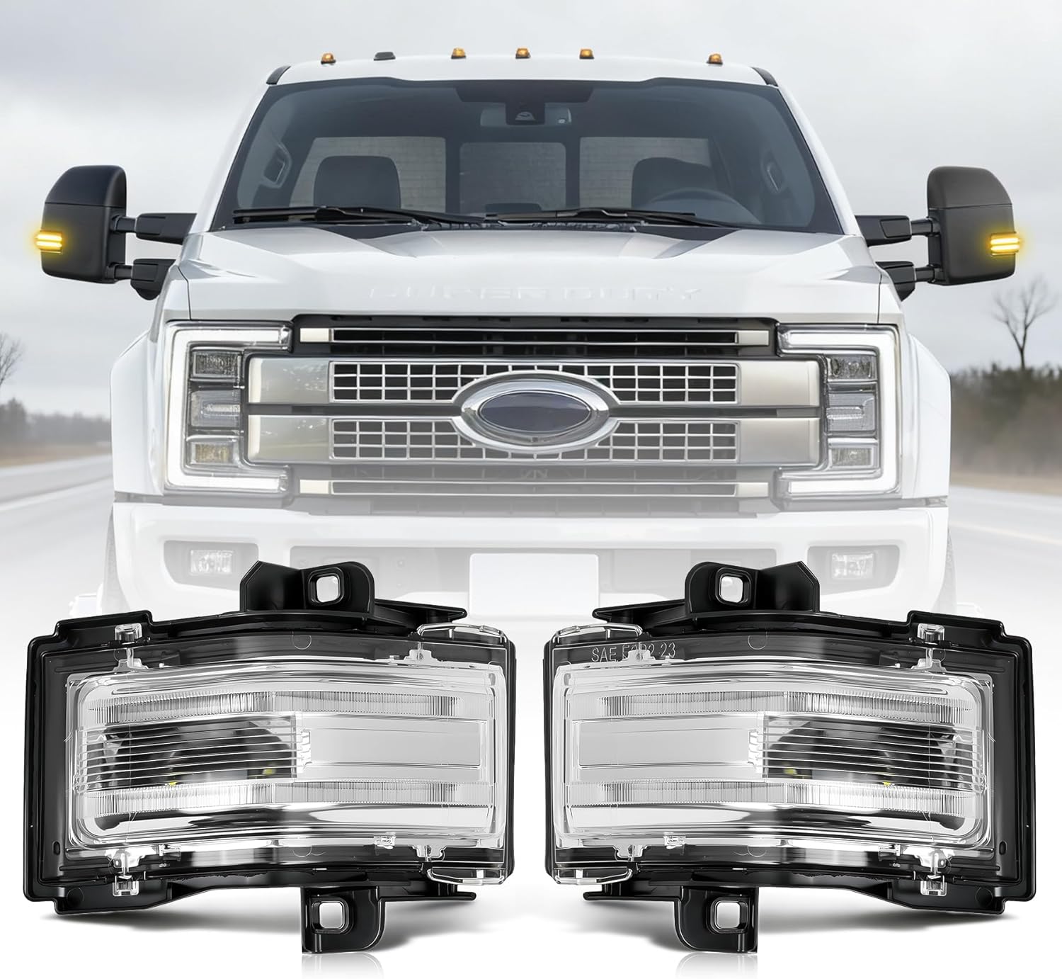 Driver and Passenger Side Mirror Turn Signal Light Lamp for Ford F150 F250 F350 F450 F550 2015-2024, Pair Side View Door Towing Mirror Indicator Lights Lamp - Original Aftermarket Replacement