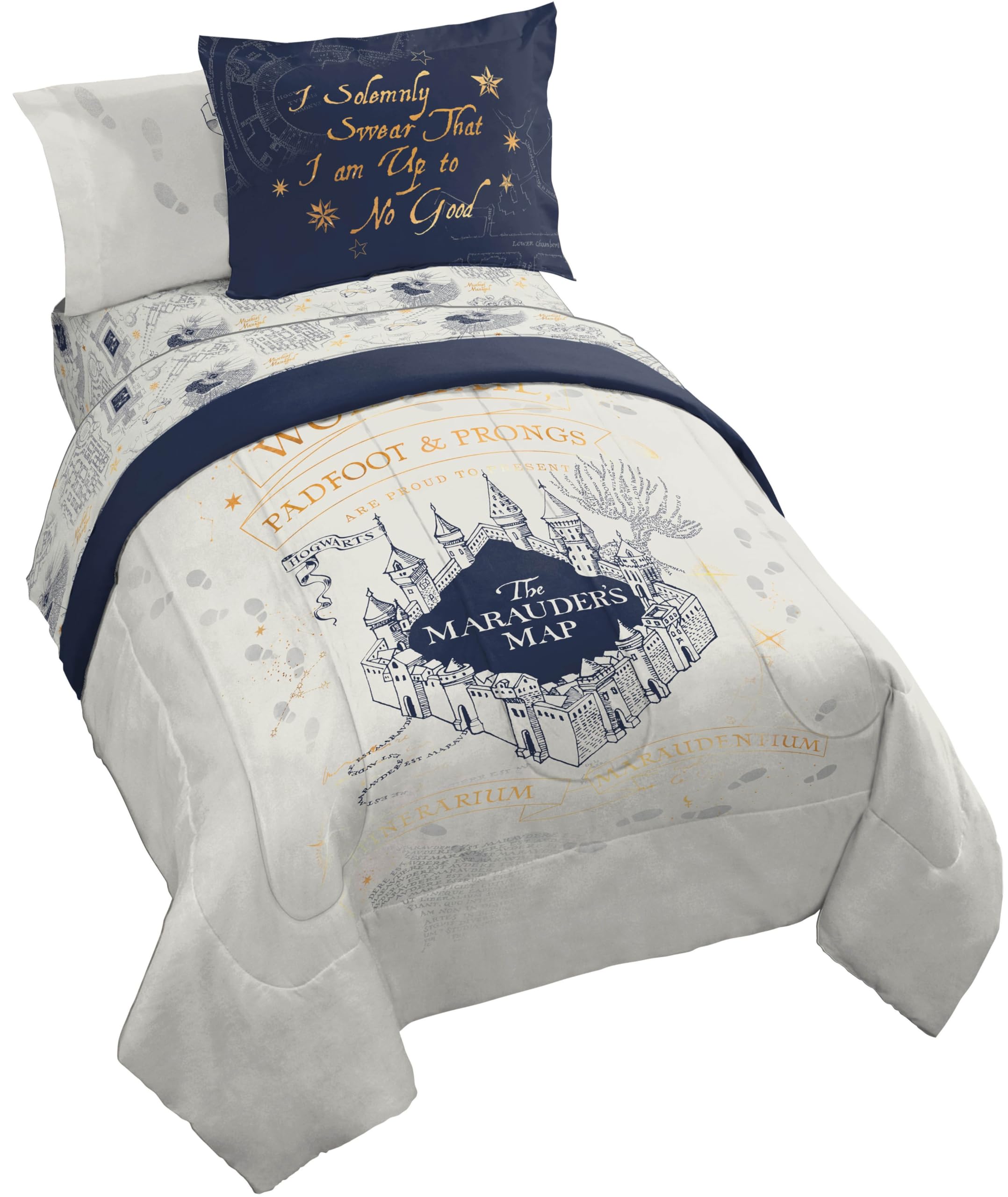Jay Franco Kids Comforter Set Includes Sheets and Pillow Covers - Soft and Cozy Bed Set for Stylish Room Decor, Beige - Harry Potter, 7 Piece Full Size Bedding