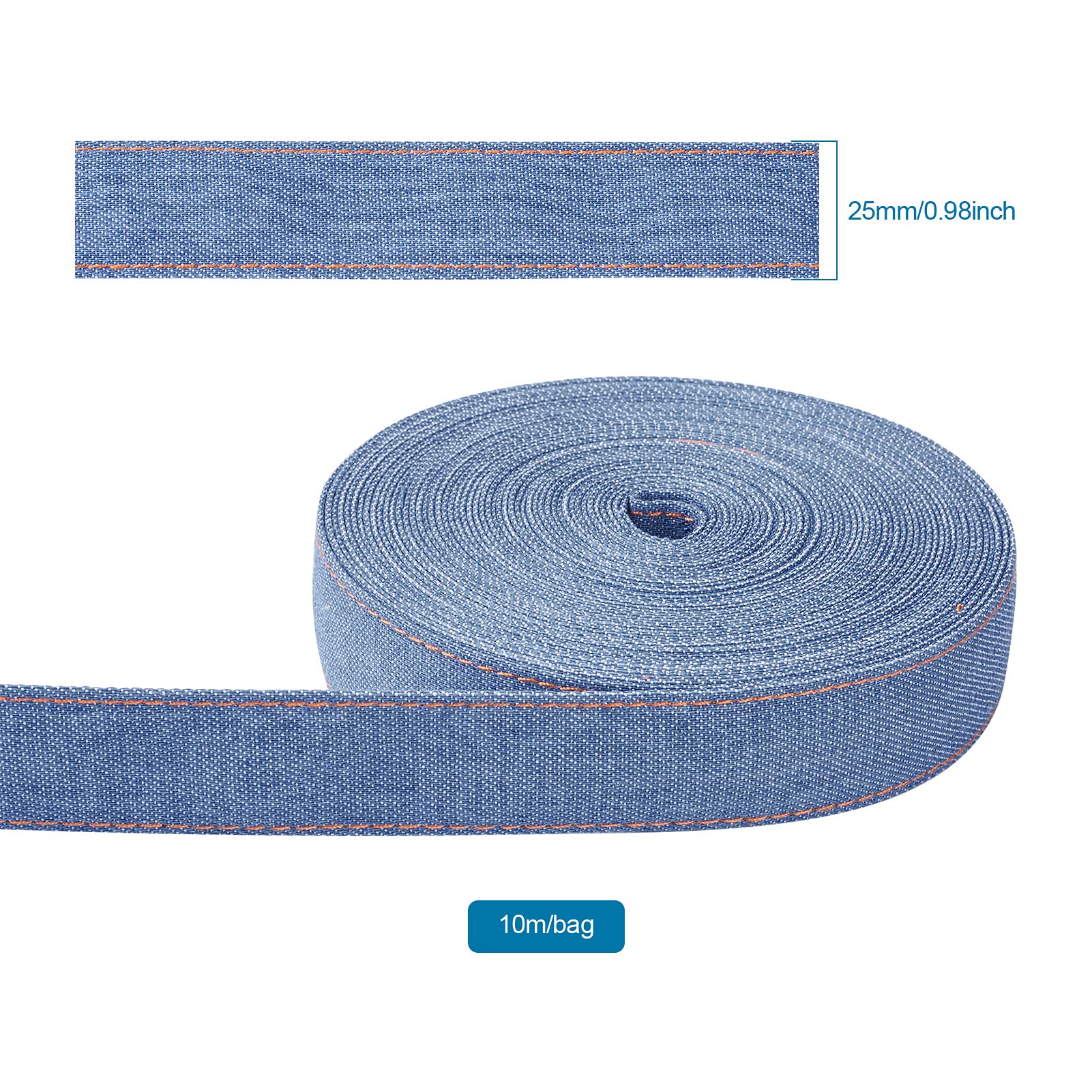 Craftdady 10.9 Yards Stitch Denim Ribbons 1 Inch Layering Cloth