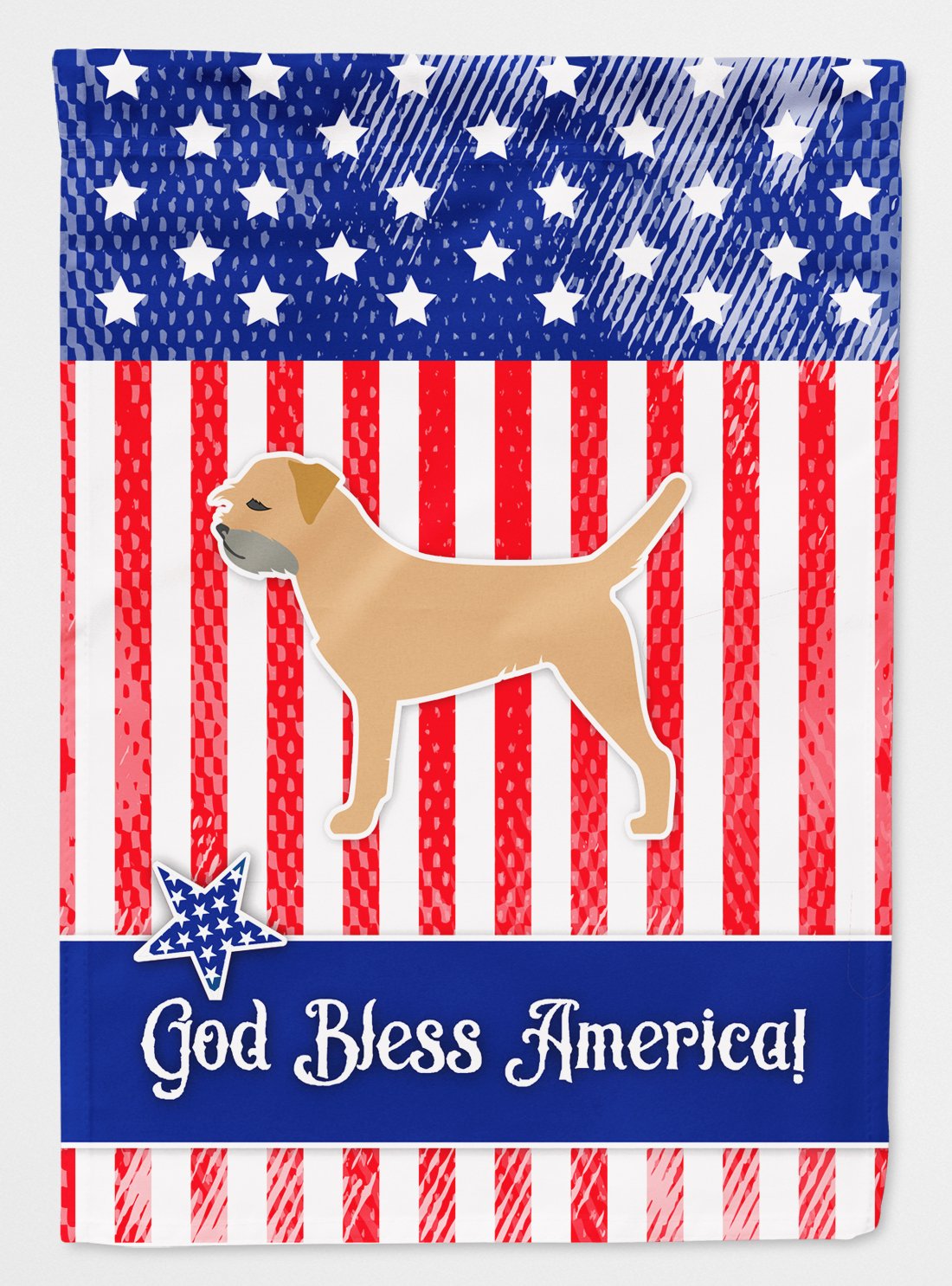 Drapeau Border Terrier USA grand format multicolore pour animer la façade de votre maison en été