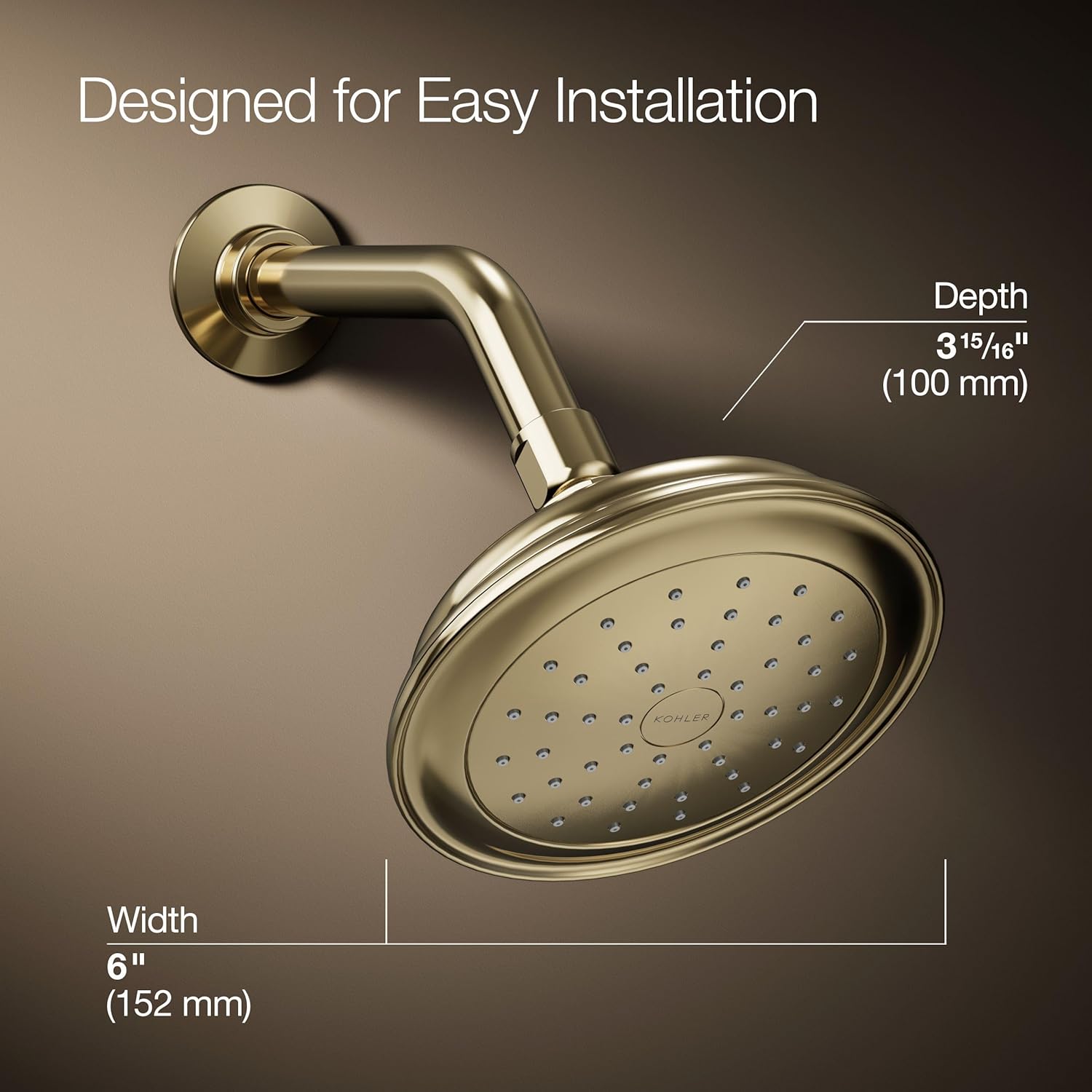 Kohler 72773-AF Artifacts® Single-function showerhead, 2.5 gpm, Vibrant French Gold