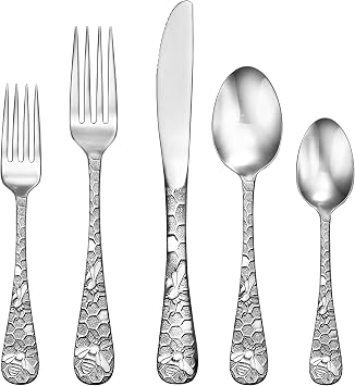 Liberty Tabletop Honey Bee 60 Piece Silverware Set Service for 12 Flatware Made in the USA 18/10