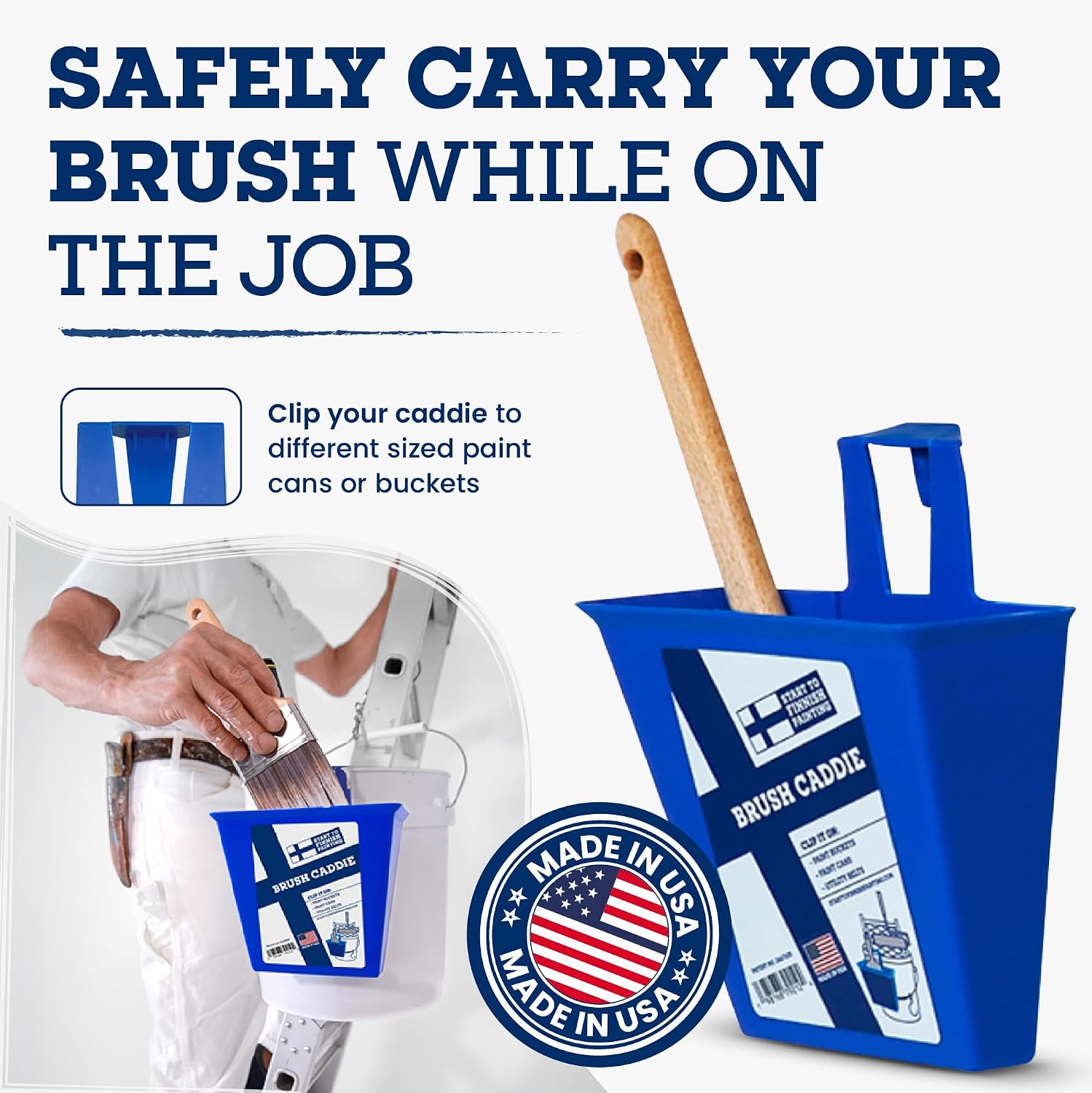 Paint Brush Holder, Brush Caddy Clip for Paint Buckets, Cans & Utility Belt