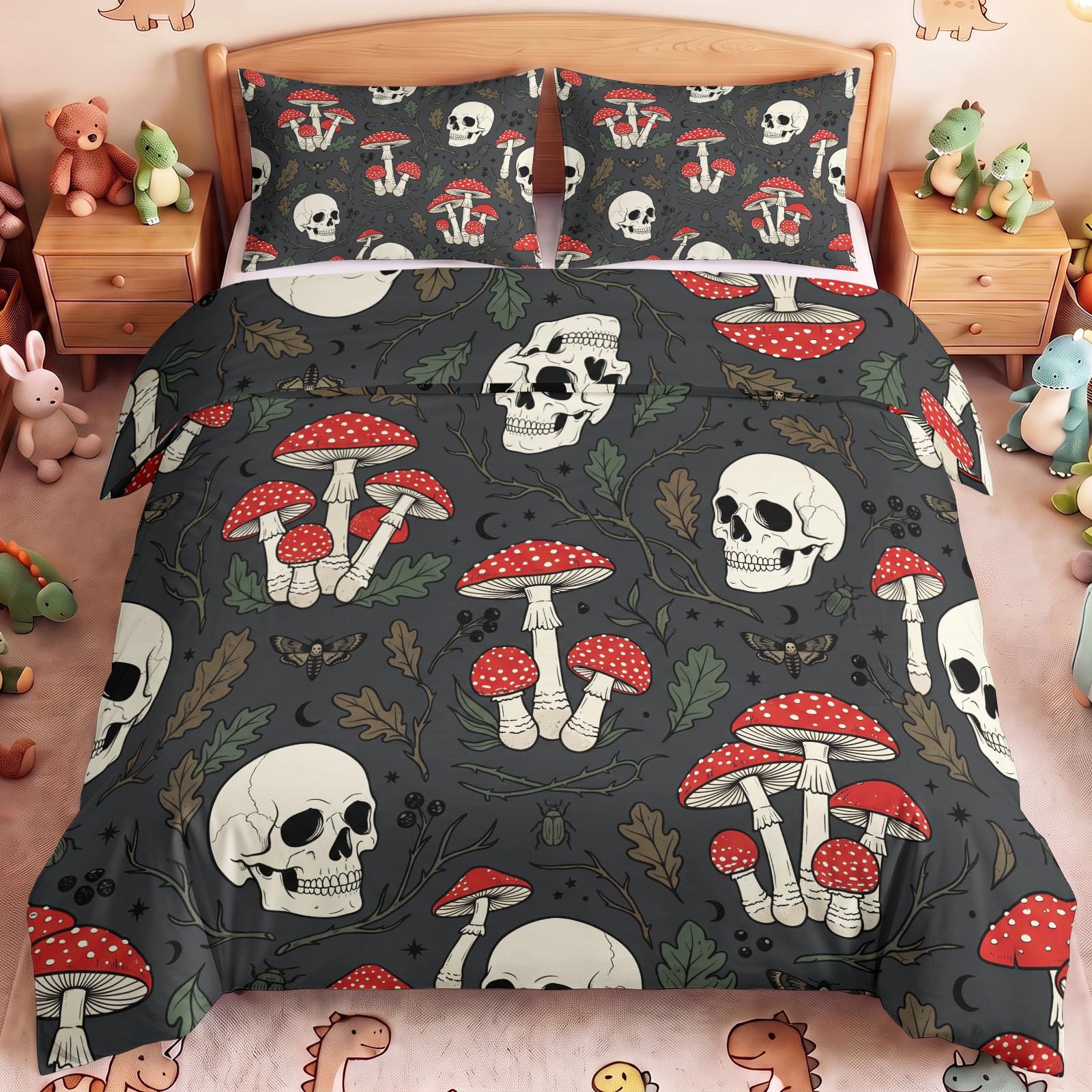 Set di stampa botanica gotico copripiumino 155 x 220 cm