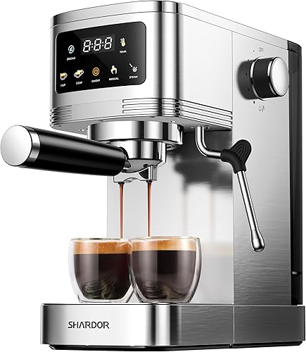 SHARDOR Máquina de café expreso de 20 bares, máquina de café espresso profesional con espumador de leche y pantalla táctil, máquinas de café