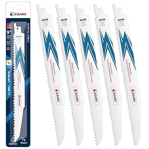 EZARC Hojas de sierra recíproca de 9 pulgadas, hojas de sierra de sable de cobalto bimetálicas para demolición de madera y metal 5+8TPI R936DV
