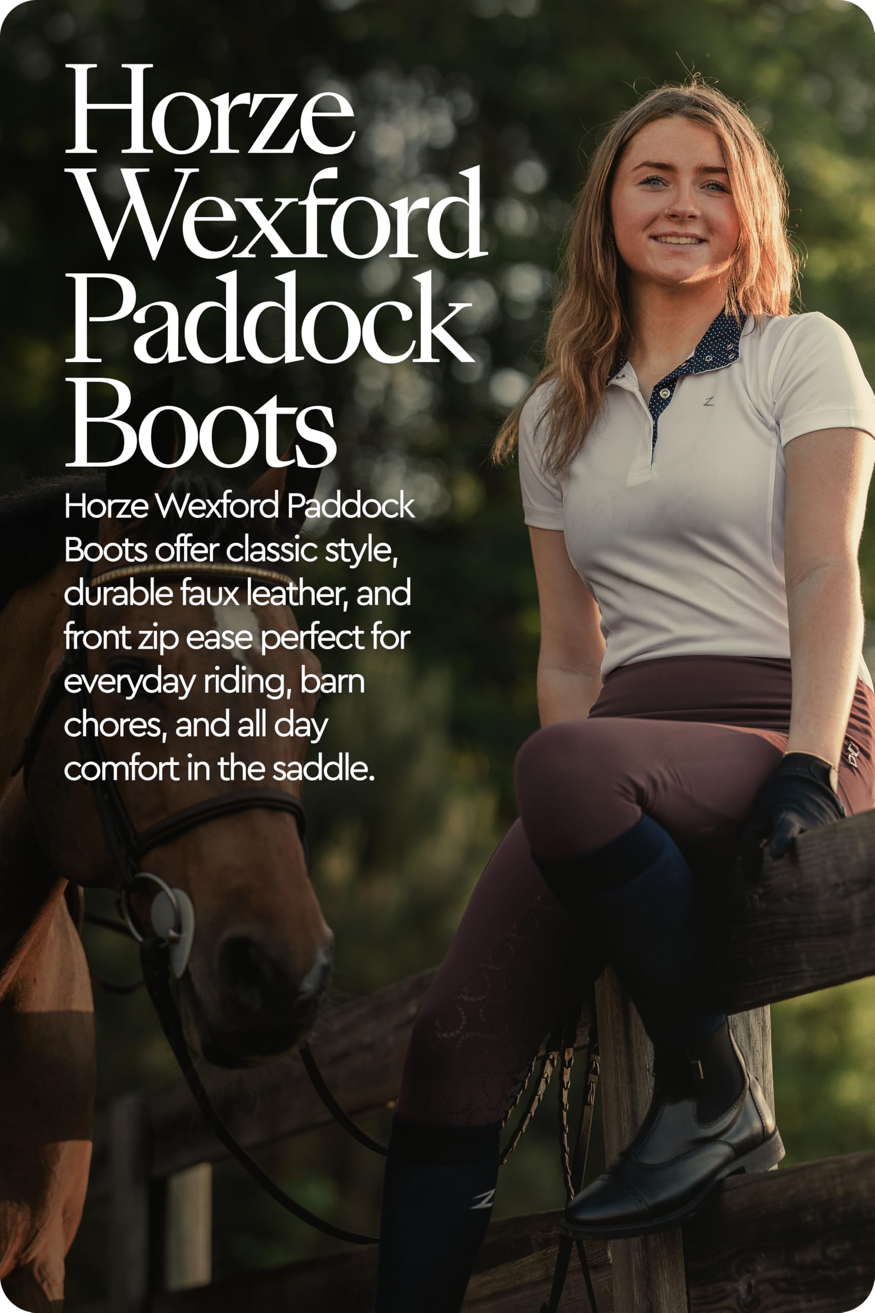 HORZE Bottines d'équitation Wexford Jodhpur avec fermeture éclair pour femme