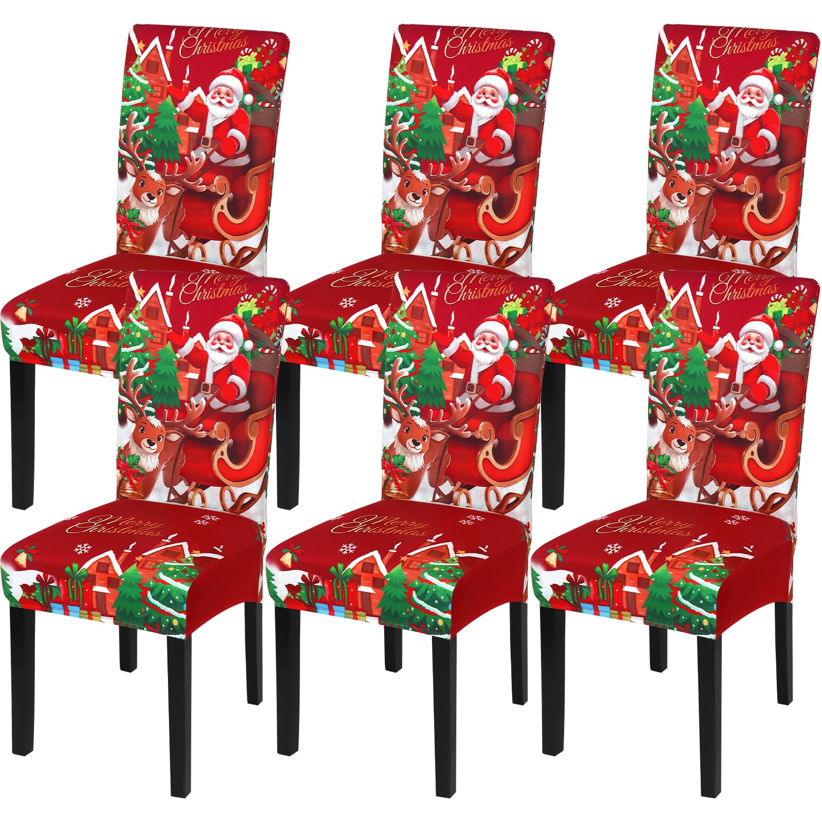Coprisedia natalizio,coprisedia elastici universali per sedie di Natale, elasticizzato,universale,facile da pulire e lavabile,decorazione natalizia,sala da pranzo,feste.per sedia di Natale,51 x 49cm