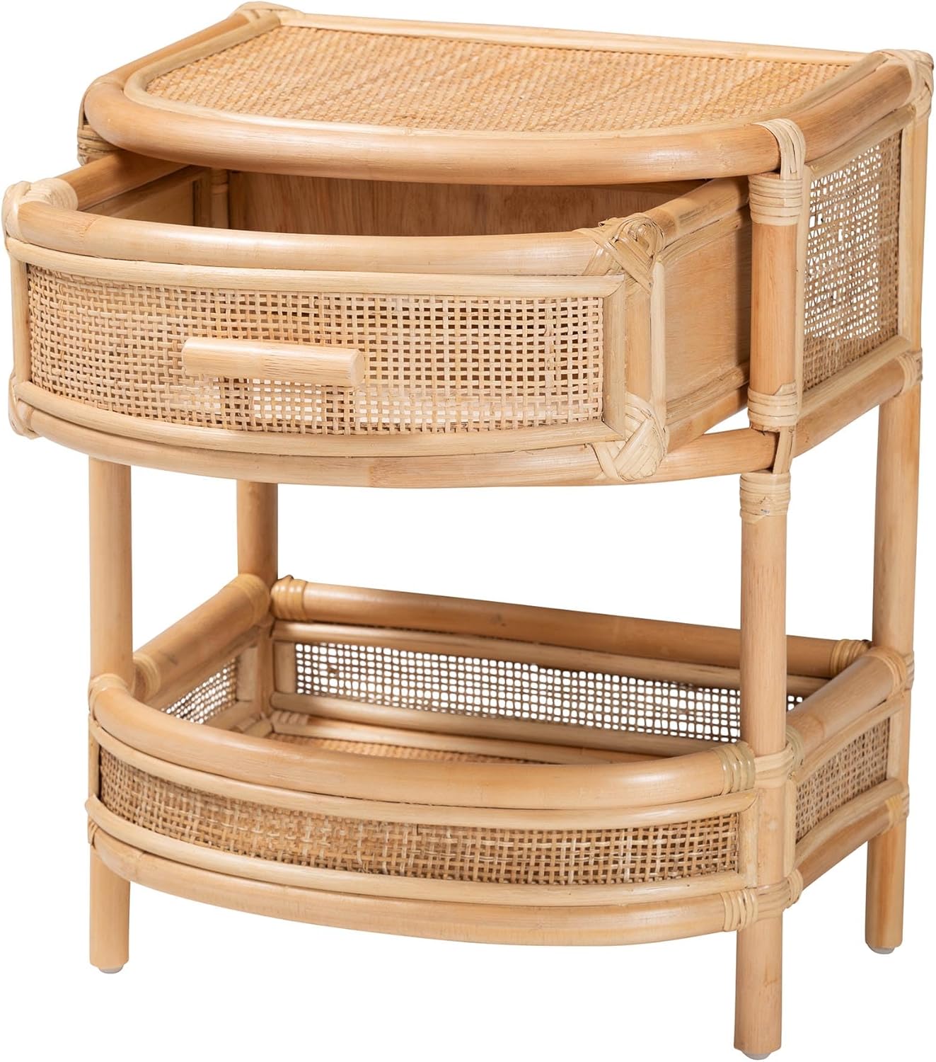 Bali & pari Divitia Bohemian Natural Rattan 1-Drawer Nightstand