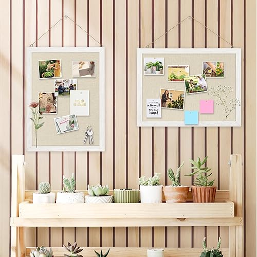 Vista 17 de DOLLAR BOSS - Tablero de corcho negro con lino de doble cara de 16 x 12 pulgadas, para paredes, marco de madera, para colgar, tablero de corcho