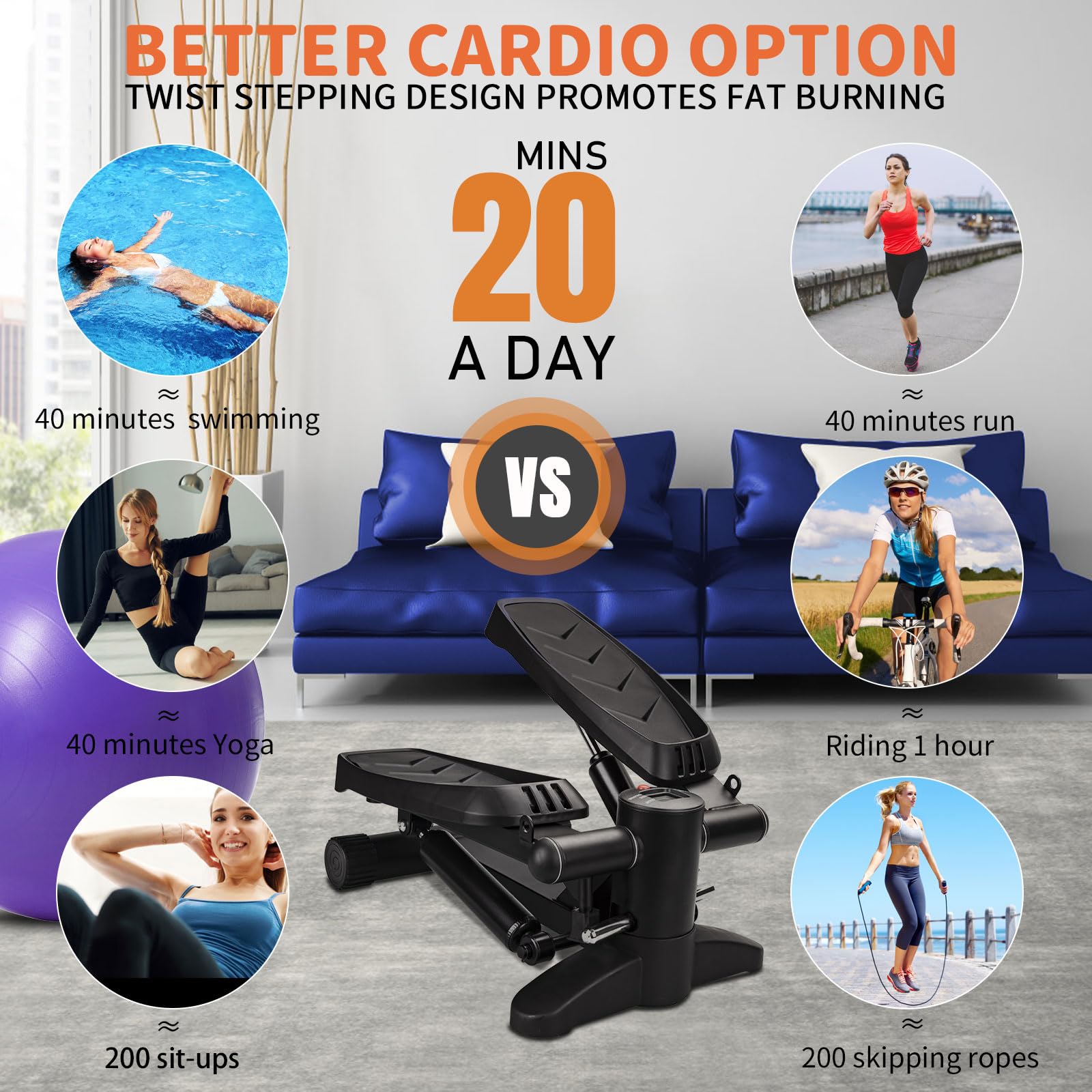 HLC Steppers with Resistance Bands and Step Fitness Equipment, Home Air Climber Step Fitness Equipment