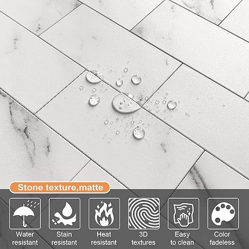 Miniatura 2 de VAOVI Peel and Stick Stone Backsplash Tile for Stove FireplaceSelf Adhesive Splashback Tiles for Kitchen Wall Marble Tile Stickers Shower Peel and