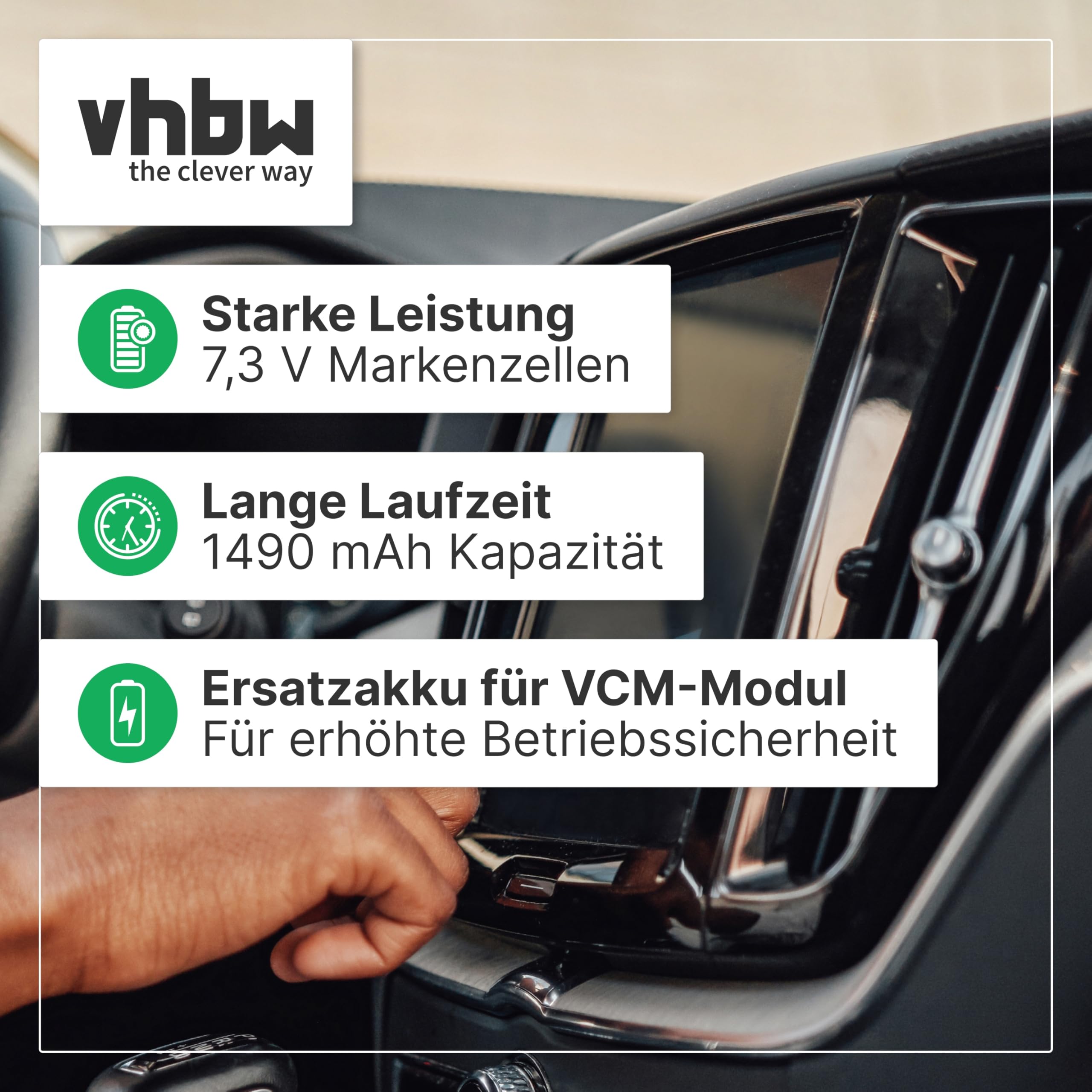 vhbw Zamiennik baterii do Skoda 3G0 915 089 do telematycznej jednostki sterującej (1,49 Ah, 7,3 V, Li-Ion)