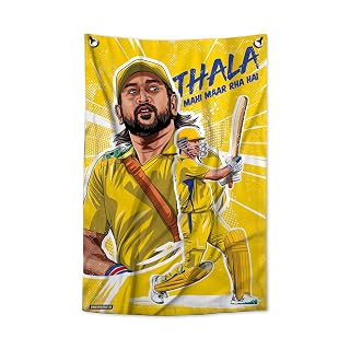 YOURJERSEY Canva Wall Flags (Thala Dhoni Canvas Flag) Cricket Legend Tribute Canvas Flag – Premium Team Supporter Banner | Vibrant Match Day Decor for Indian Fans
