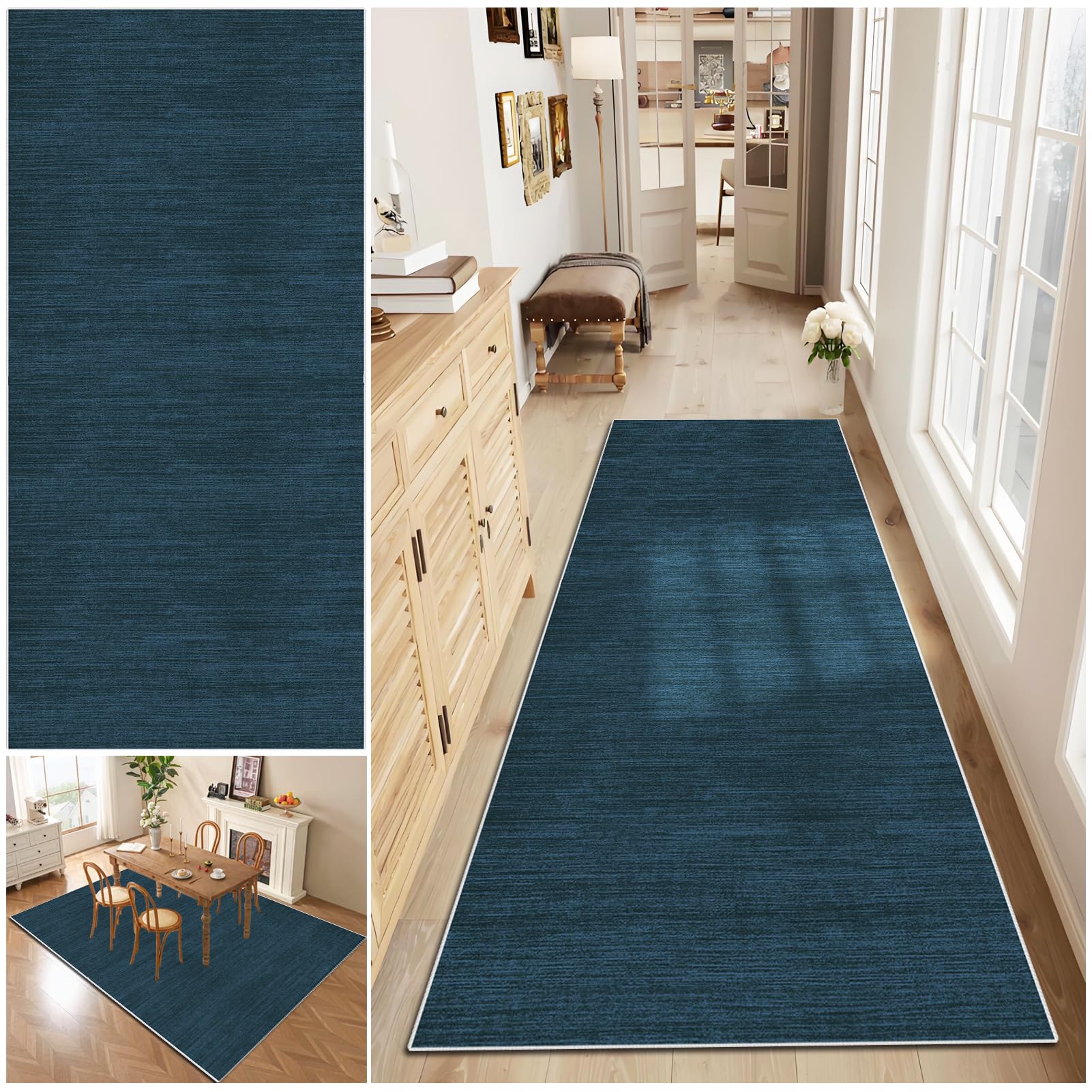 Tapis d entree interieur haut de gamme lavable et antidérapant bleu