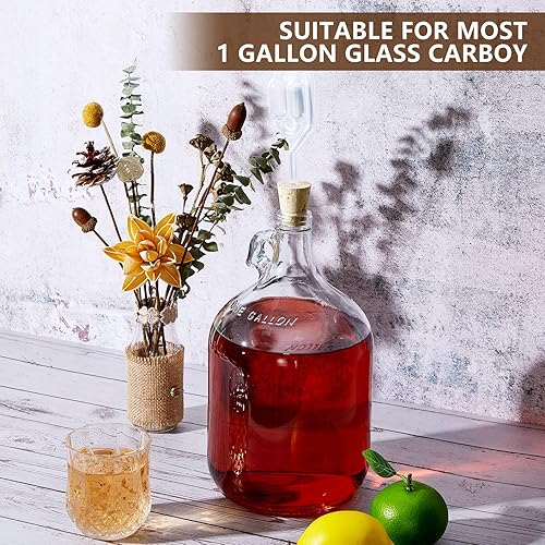 Miniatura 5 de 3 corchos de fermentación perforados para la mayoría de corchos cónicos de vidrio de 1, 3, 5, 6 galones, tapones de madera con esclusa de aire para