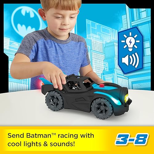 Miniatura 3 de Fisher-Price Imaginext DC Super Friends Batman Toys, Lights & Sounds Batmobile con figura de Batman para preescolar juego de simulación de 3 a 8 años