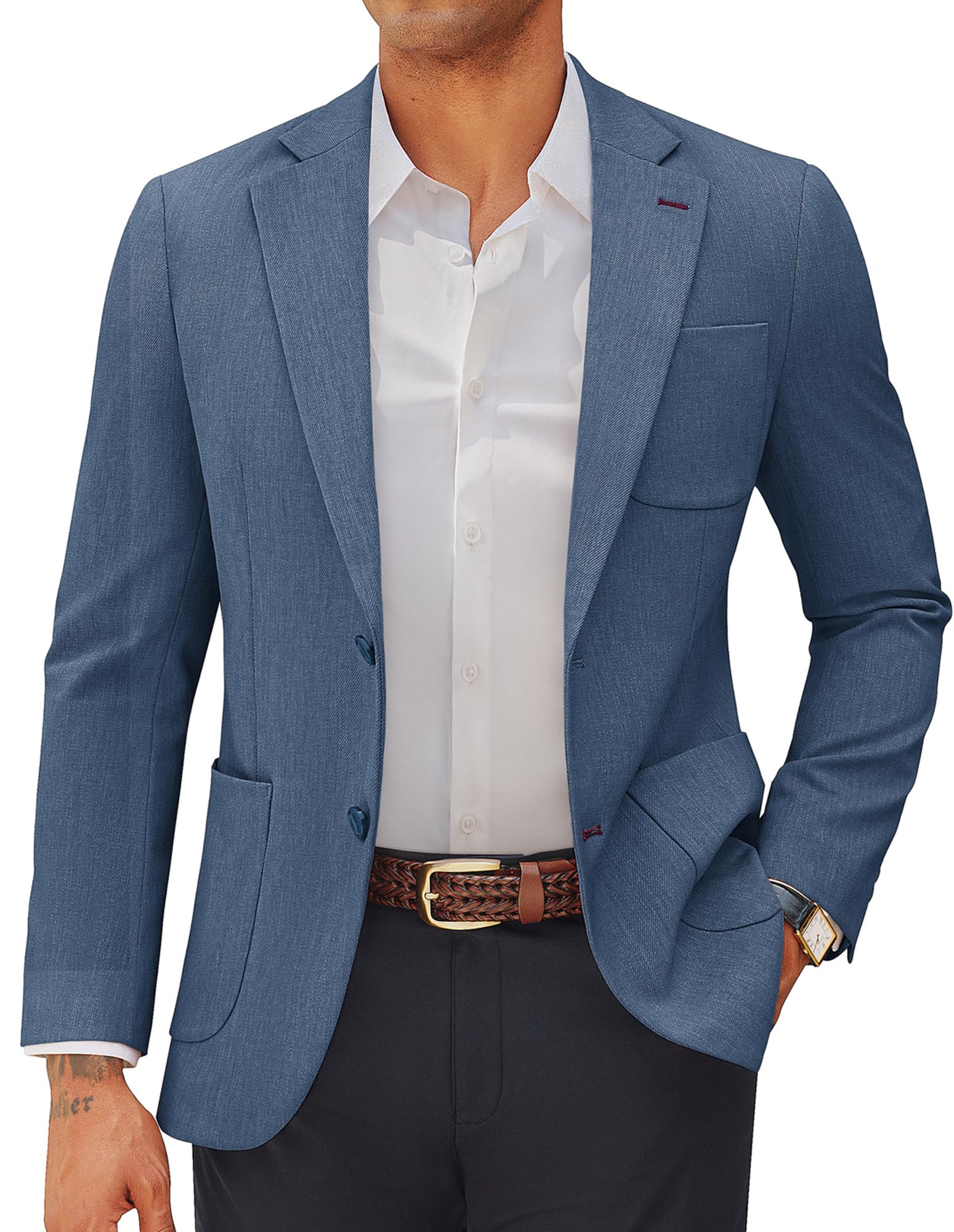 PJ PAUL JONES Heren blazers casual sportjassen 2 knopen pak jassen normale pasvorm, Donkerblauw, S