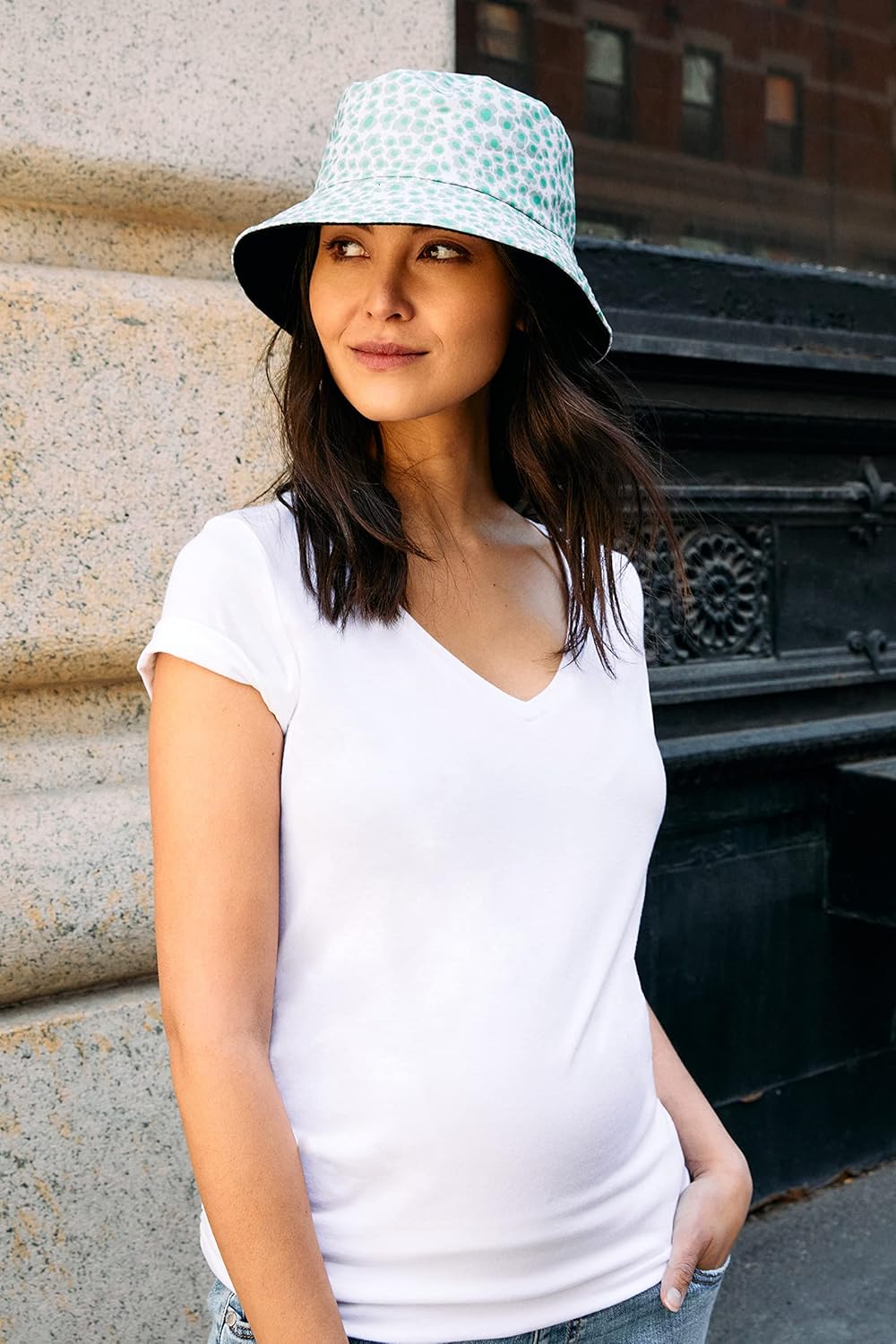 Motherhood Maternity Women's Short Sleeve Side Ruched V-Neck Pregnancy T-Shirt
