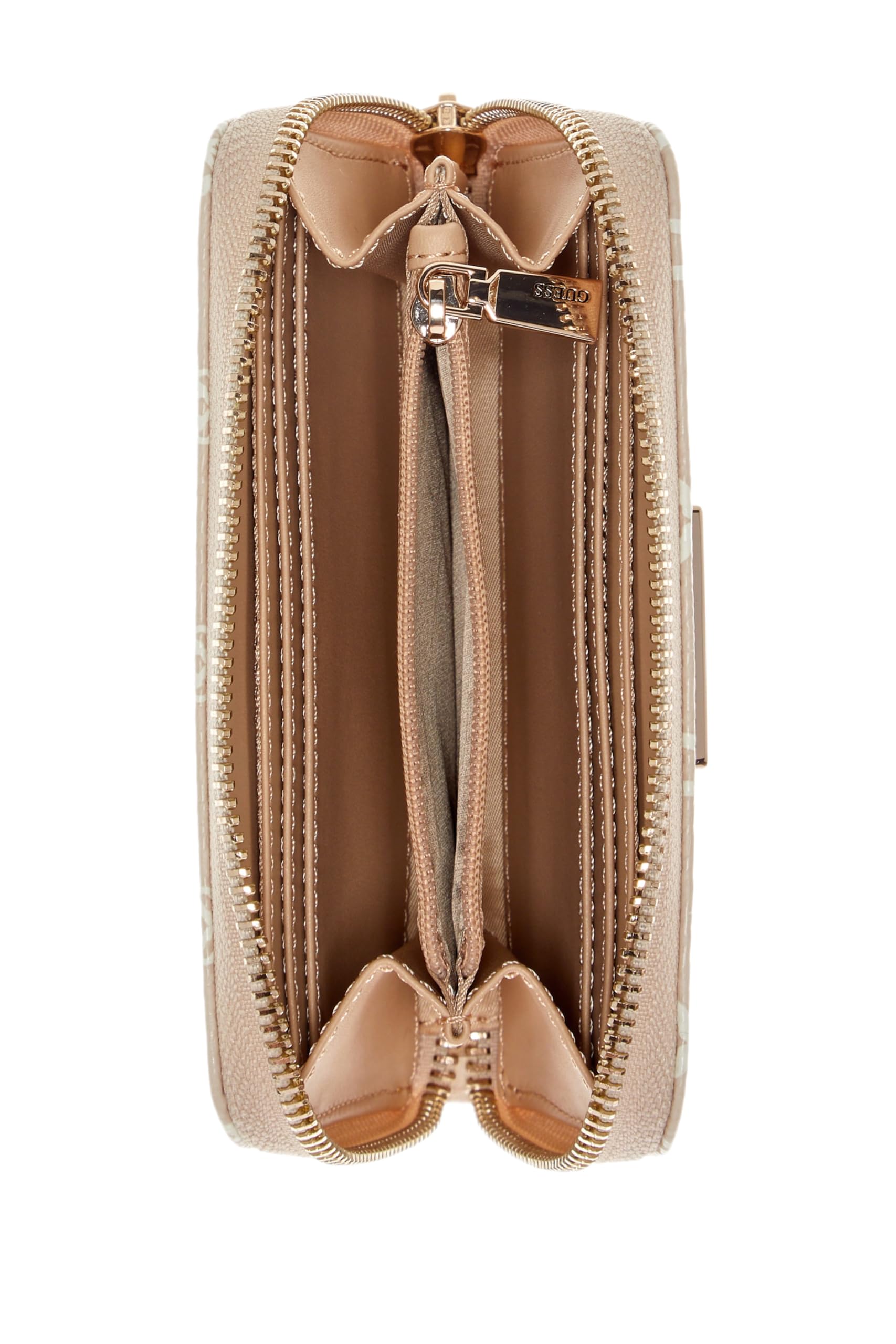 GUESS Monedero Samantha SLG Zip Around Wallet Latte Logo/Brown marrón