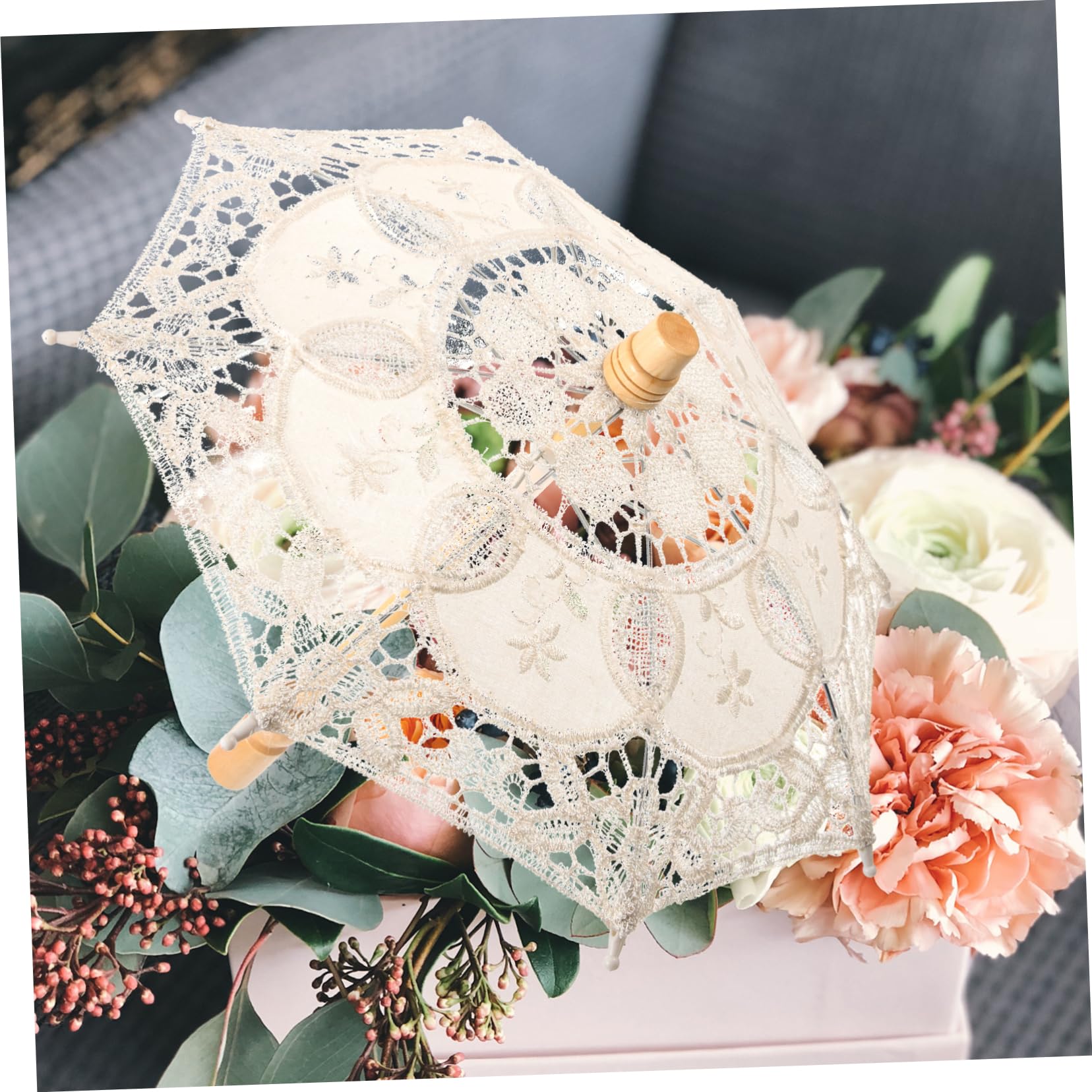 BESTonZON 3pièces Parasol Dentelle Élégante Pour Mariage Accessoire De Photographie Parapluie Décoratif Portable Pour Fêtes Et Événements Spéciaux Couleur Blanche Compacte