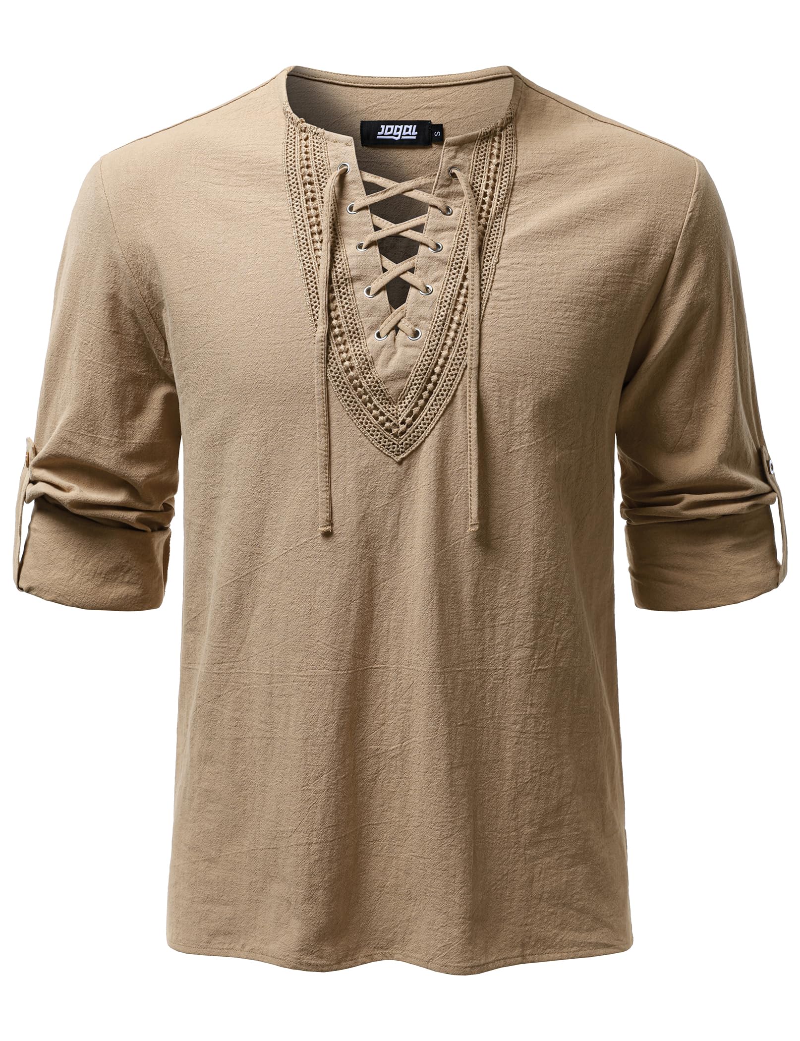 JOGAL Mens Renaissance Shirt Medieval Pirate Viking Halloween Costume