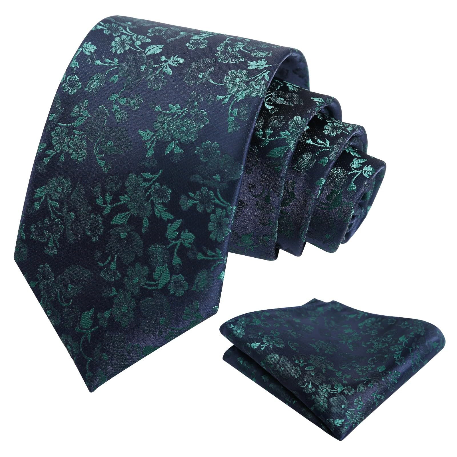 Alizeal Mens 3.15inches Flower Patterned Tie with Floral Printed Pocket Square