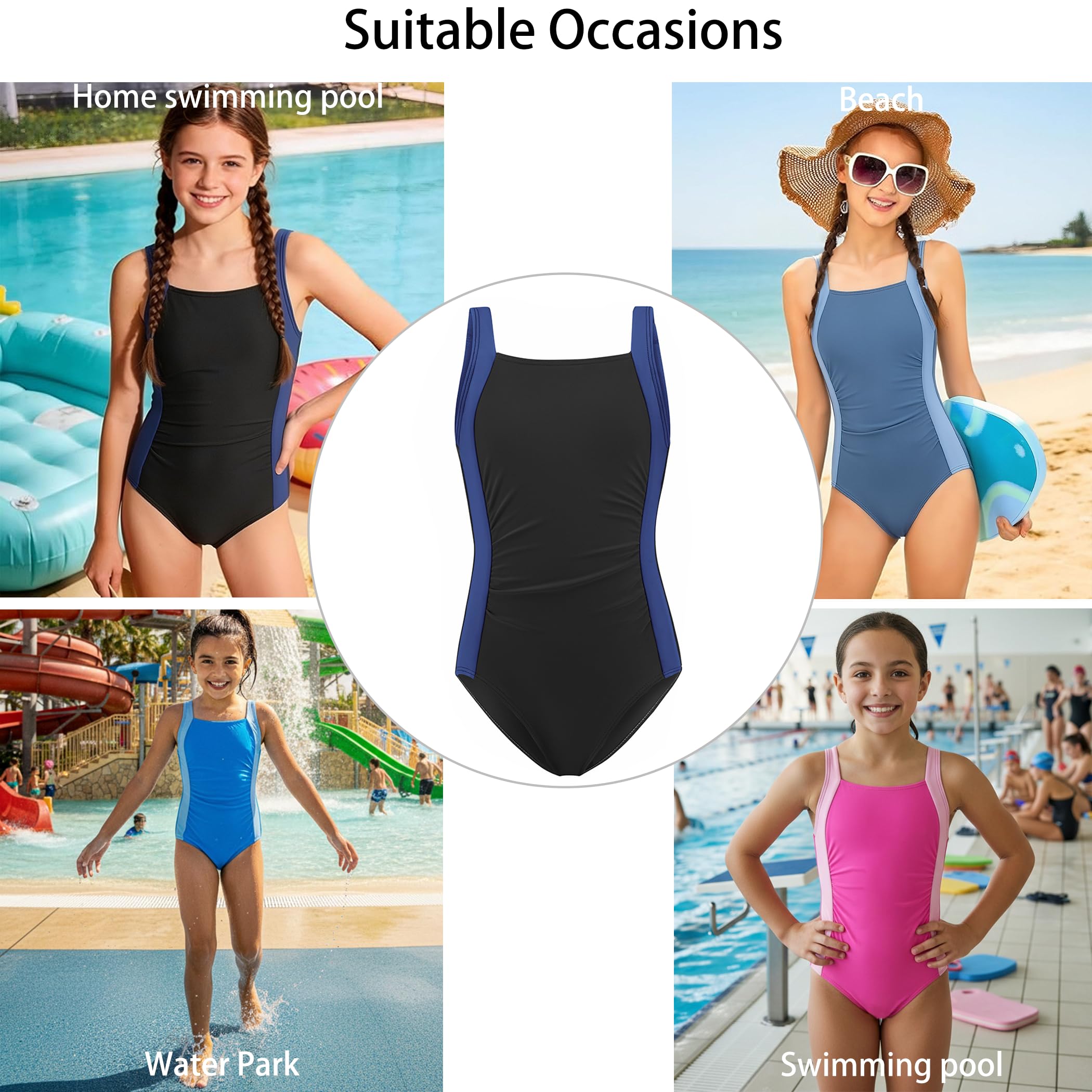 Arshiner Fille Maillot de Bain Une Conflit de Couleurs Sportif Swimsuit Enfants d'été Maillot de Bain pour Filles 5-14 Ans