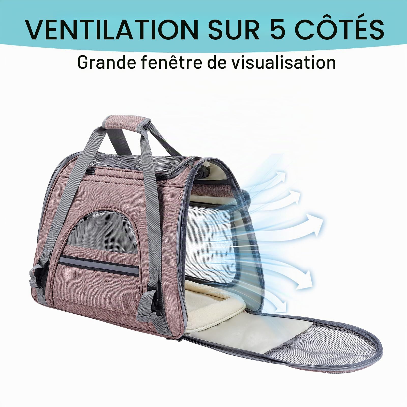 YooxArmor Sac Transport Chat Chien,Caisse de Transport Pliable pour Chien Chat Chiots Jusqu'à 6 Kg,45x25x34cm,Matelas en Peluche Amovible,Rouge